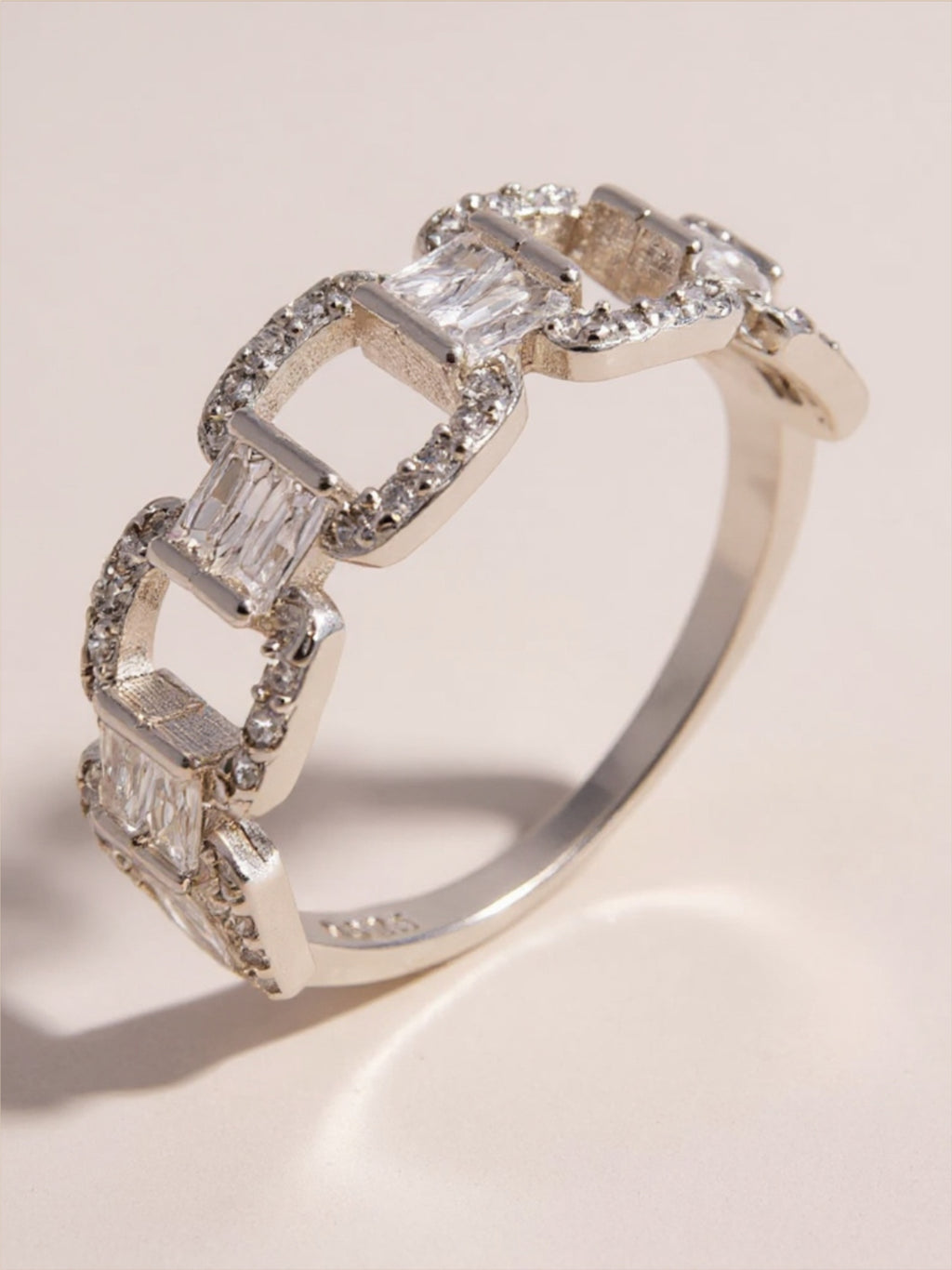 925 Sterling Silver CZ Cutout Ring