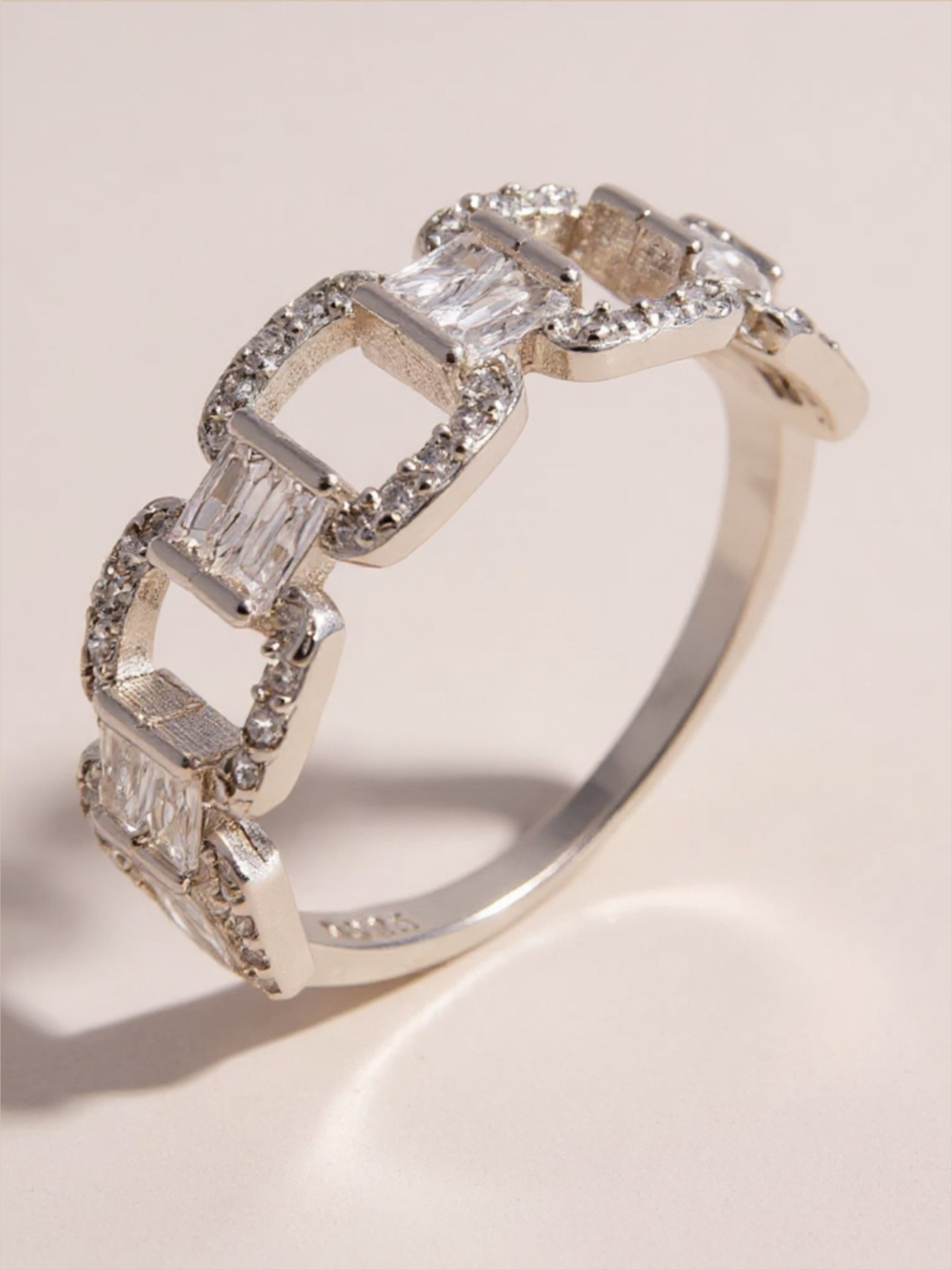 925 Sterling Silver CZ Cutout Ring