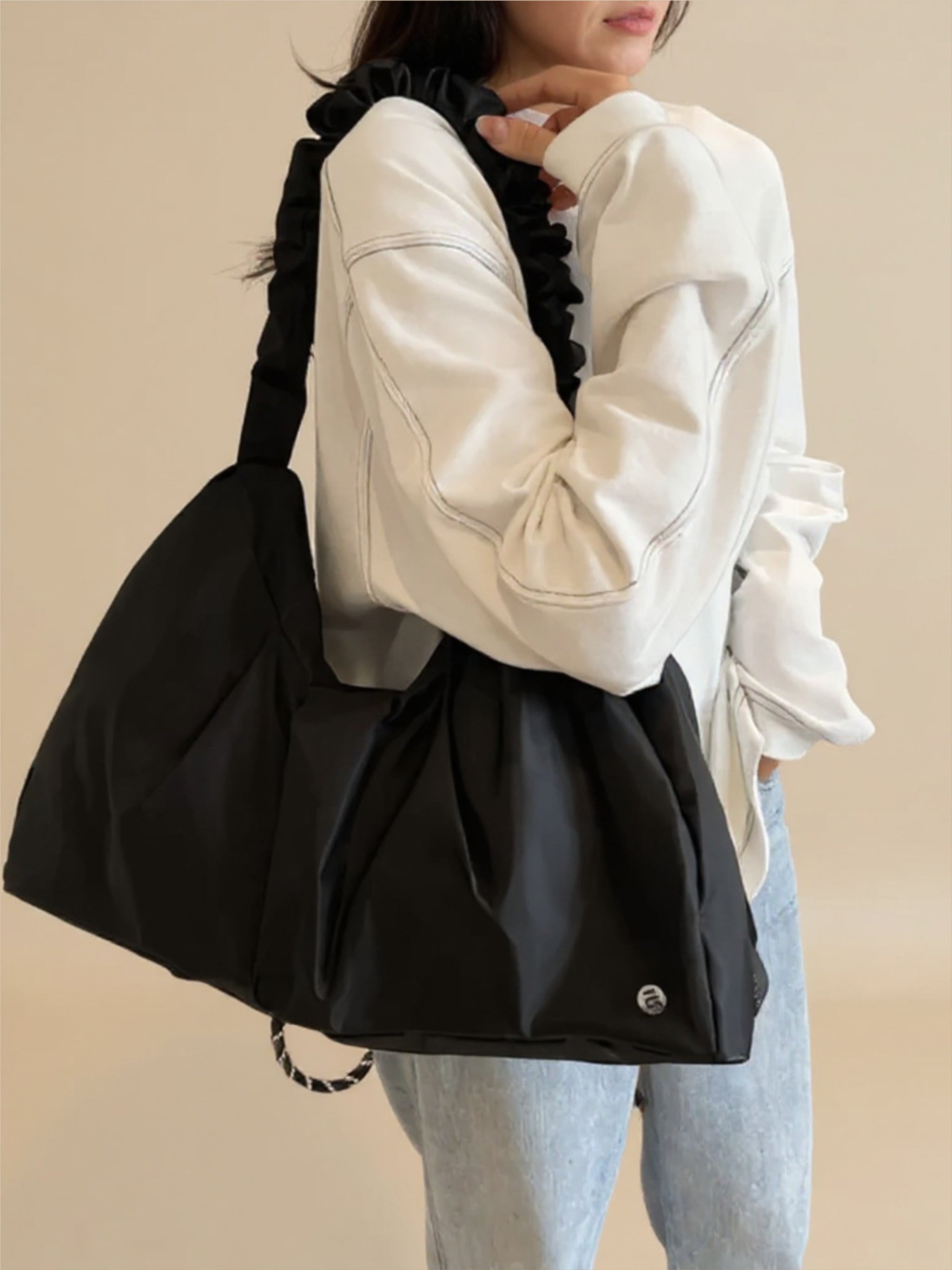 Ruched Large Tote Bag
