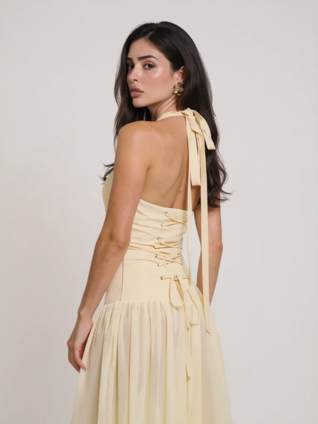 Yellow Halter Neck Maxi Dress