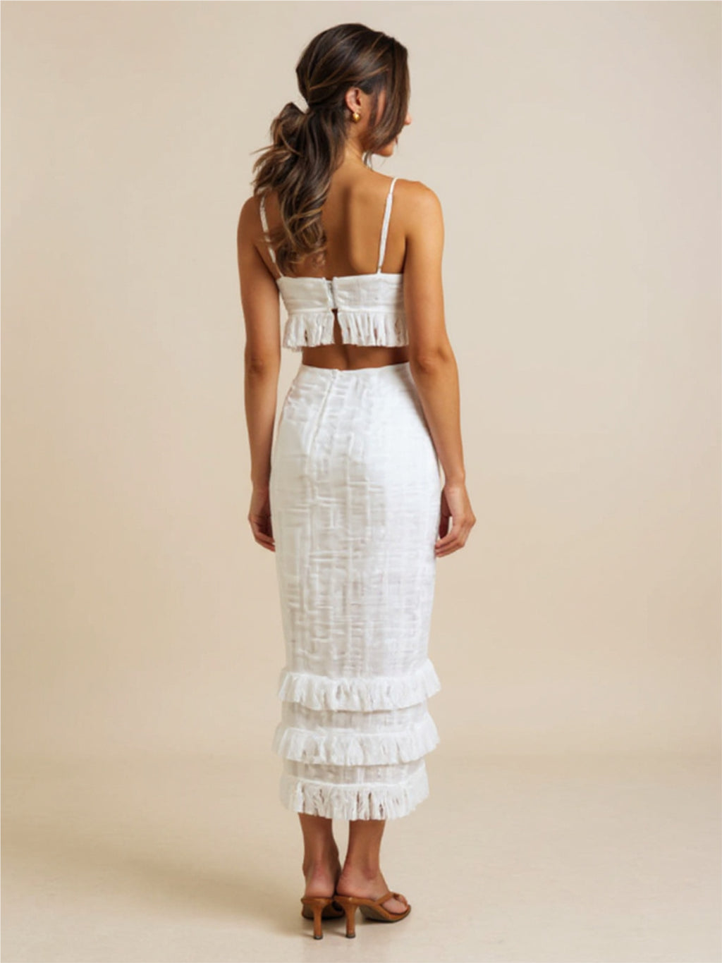 Cut Out Maxi Dress with Frill
