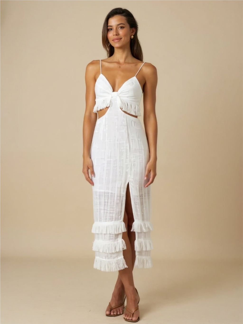 Cut Out Maxi Dress with Frill