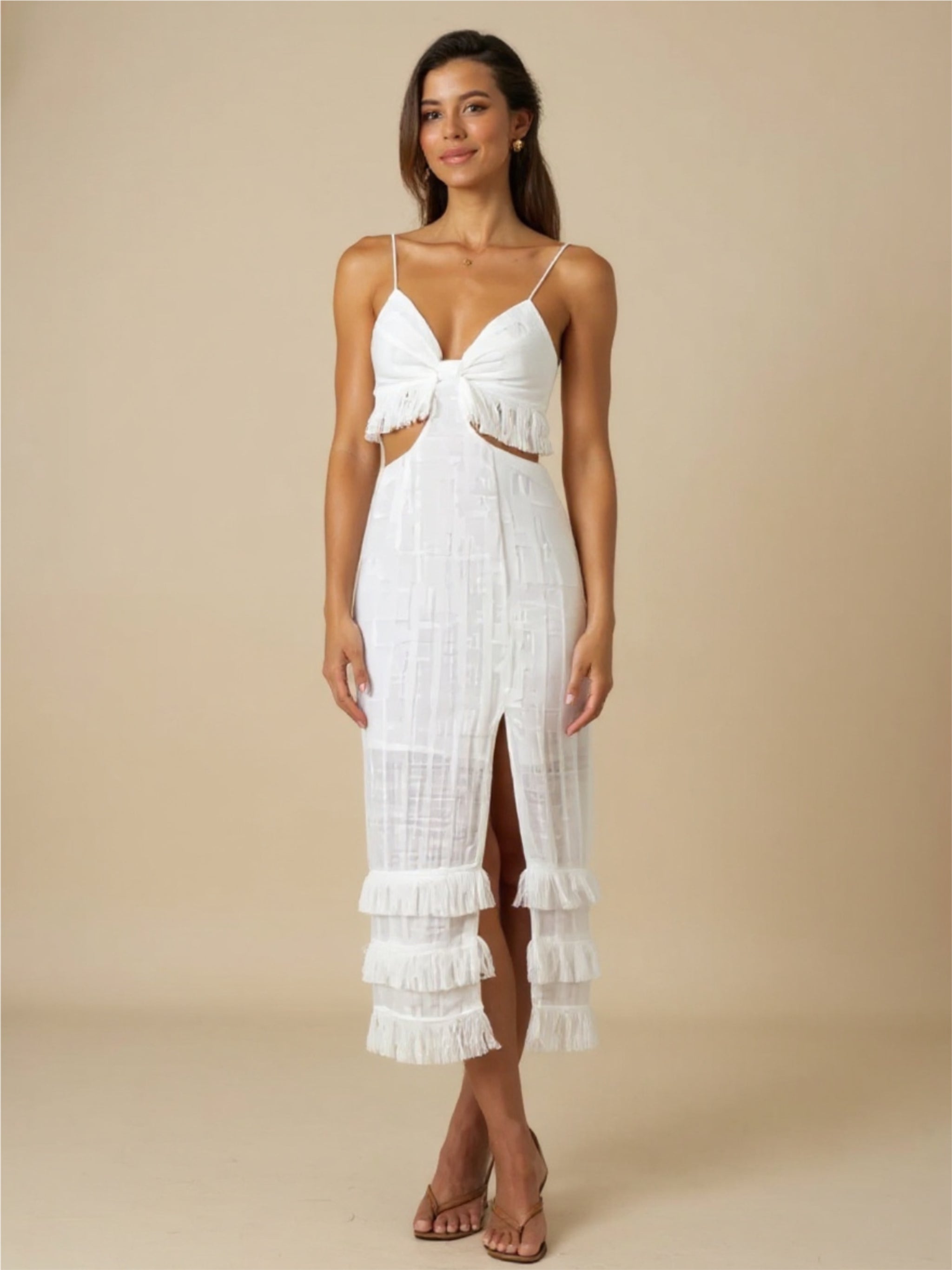 Cut Out Maxi Dress with Frill