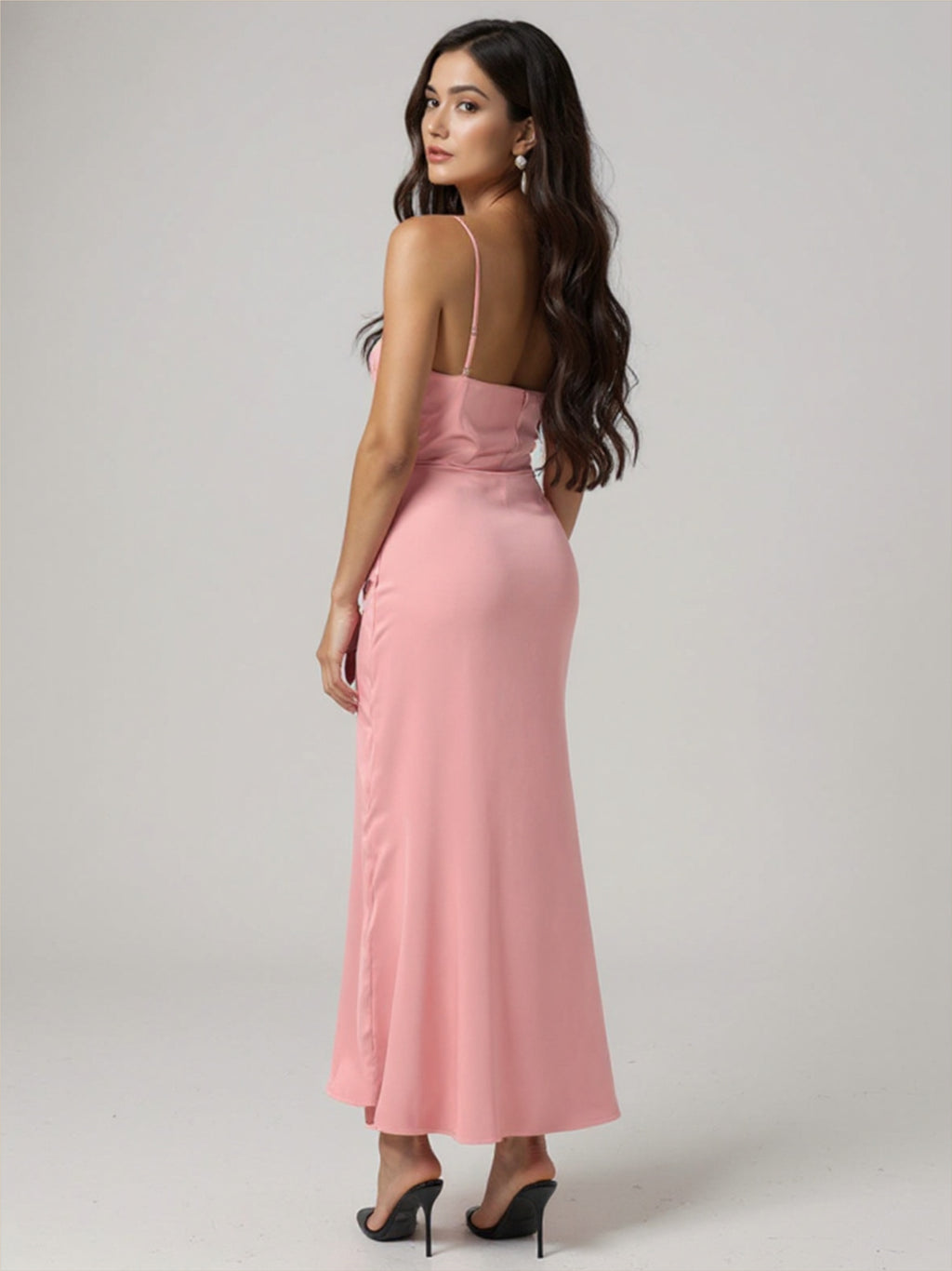 Satin High Slit Bodycon Dress