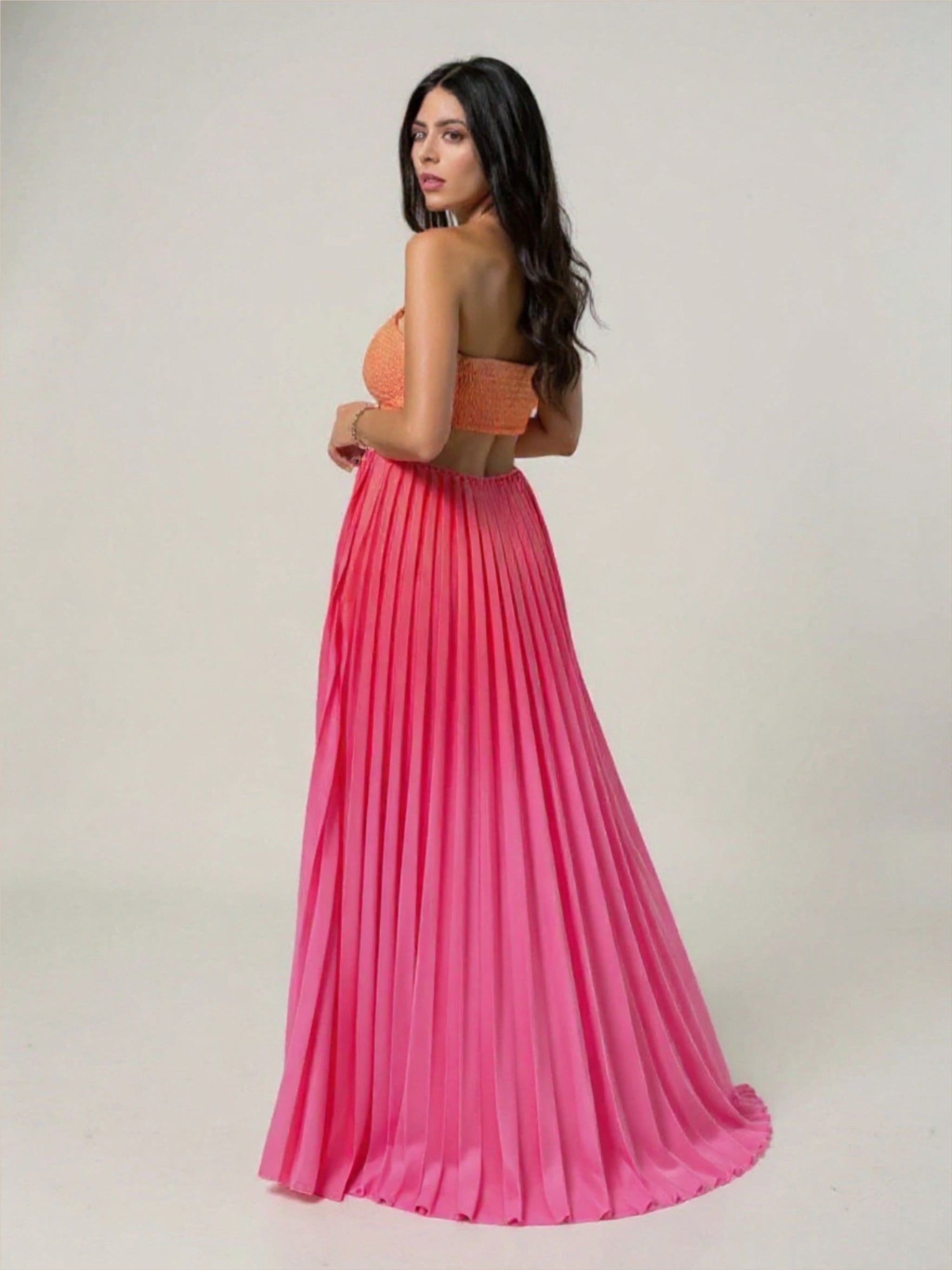 Halter Neck Pleated Dress