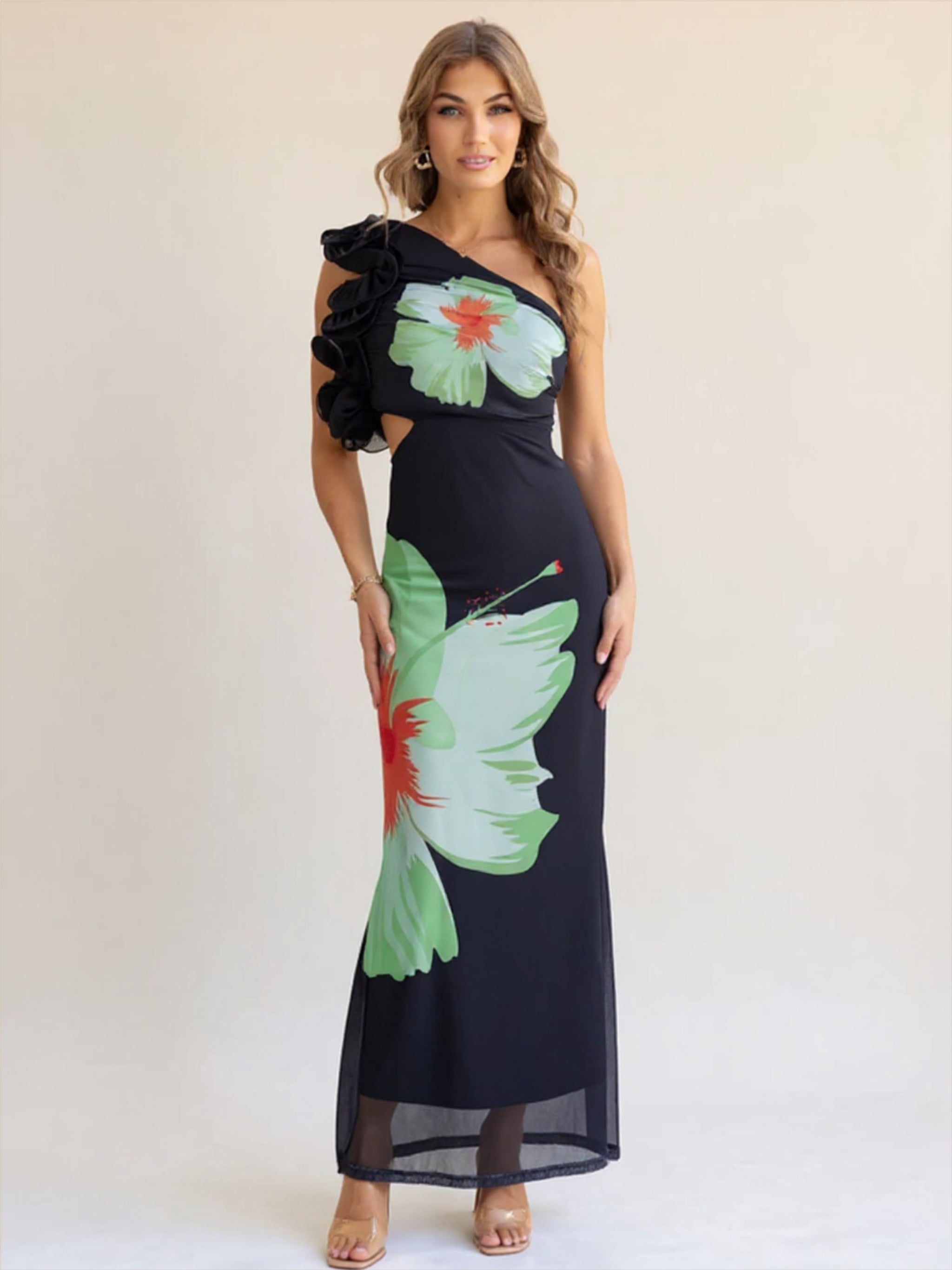 One Shoulder Floral Dresses