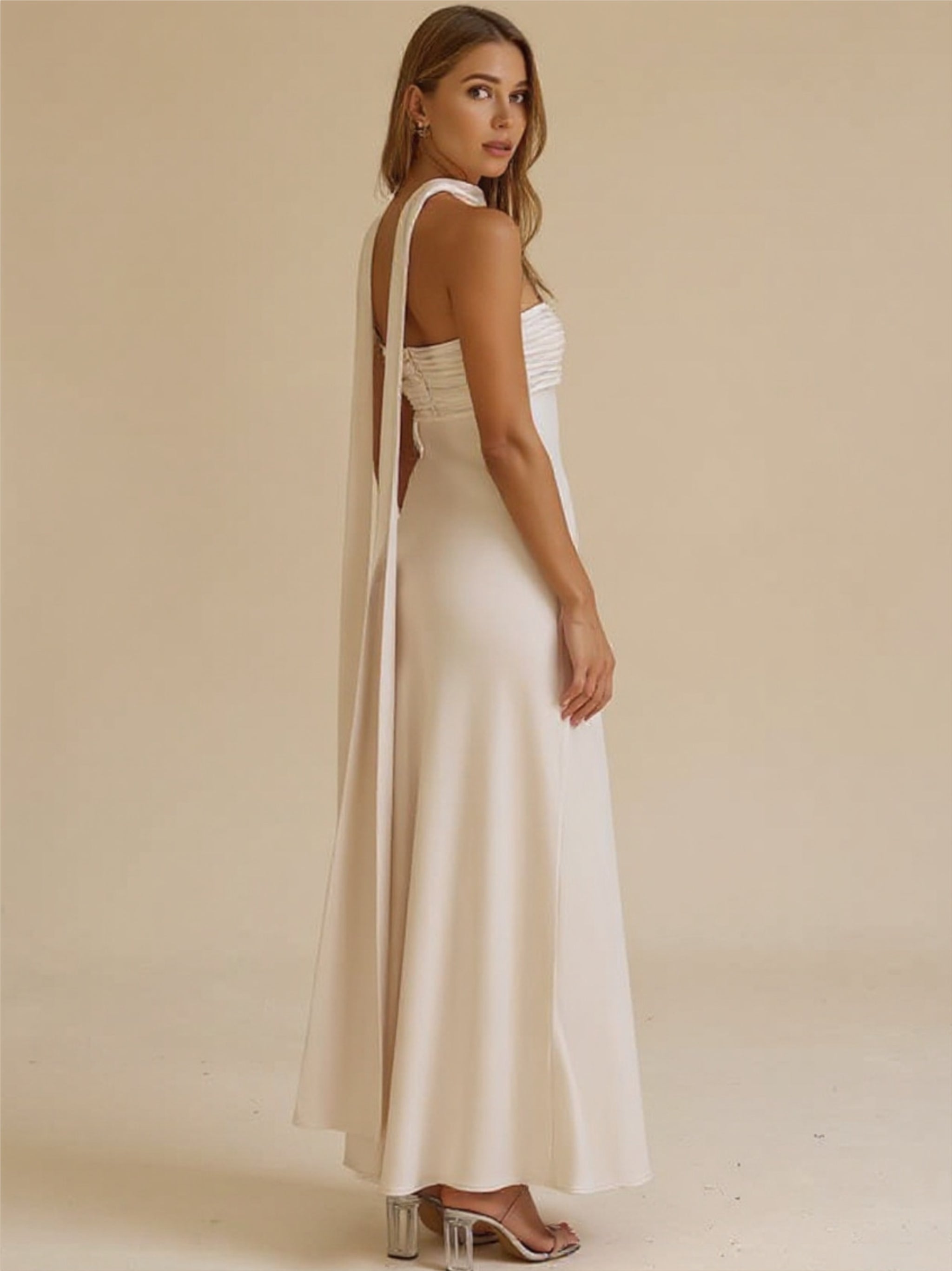 Satin Lace-Up Tube Dress