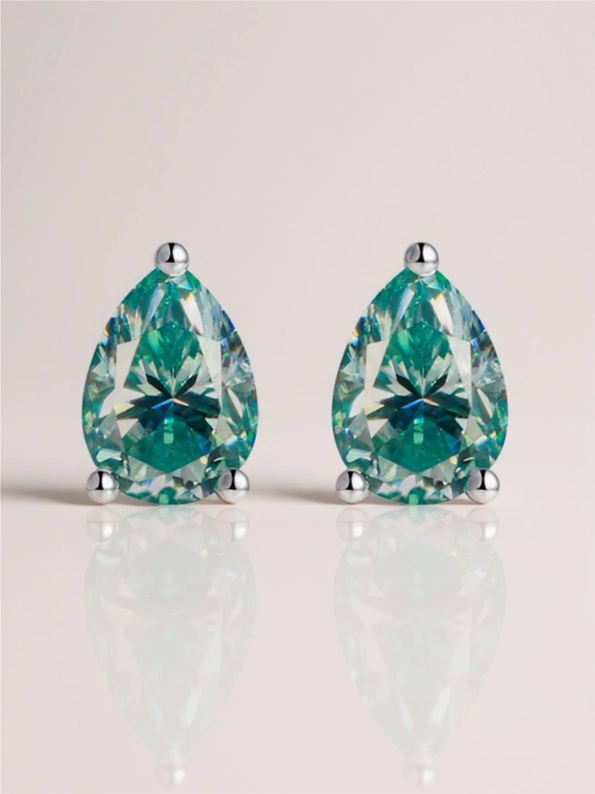 2 Carat Green Moissanite 925 Sterling Silver Teardrop Earrings