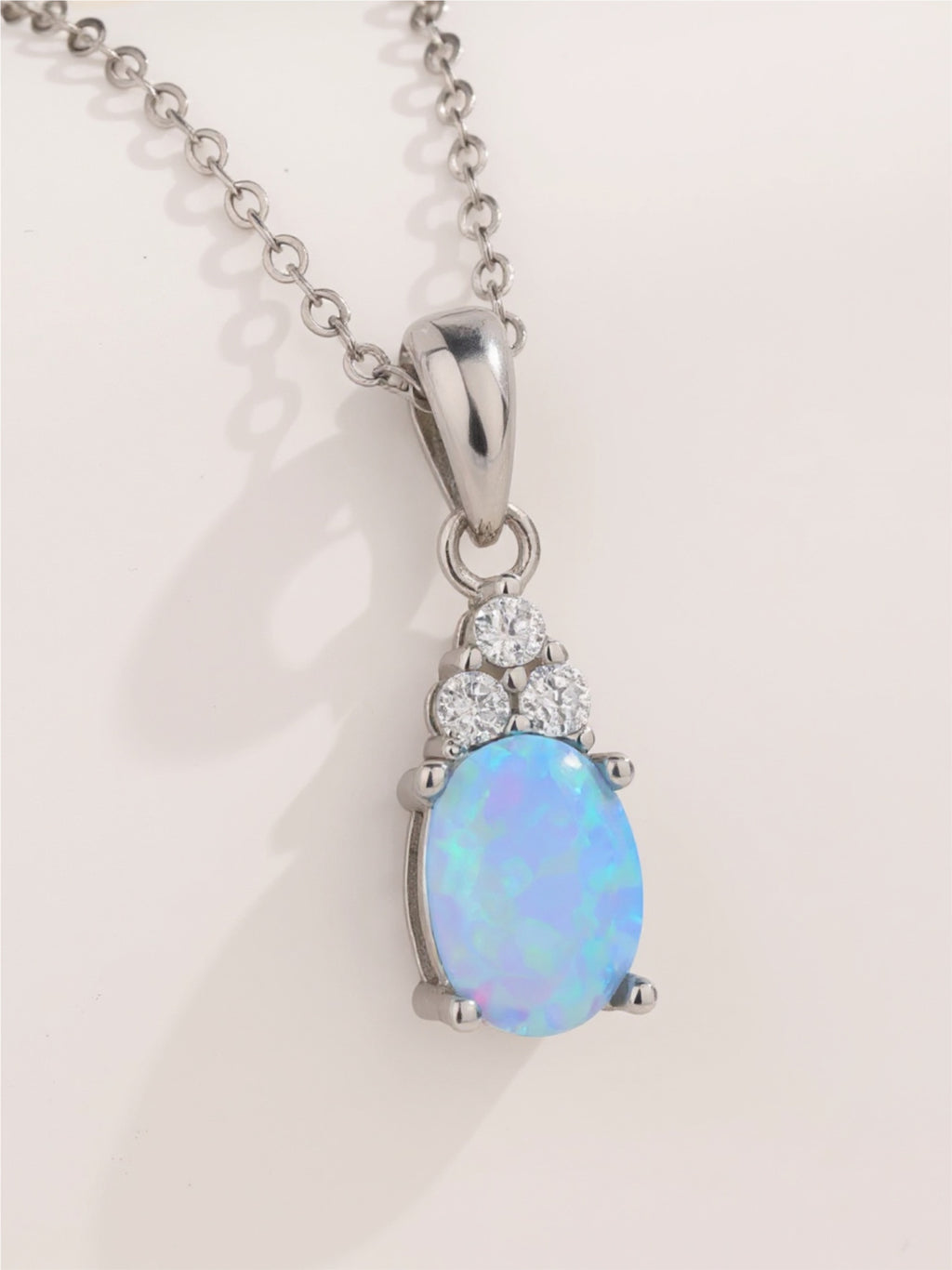 925 Sterling Silver Opal Pendant Necklace