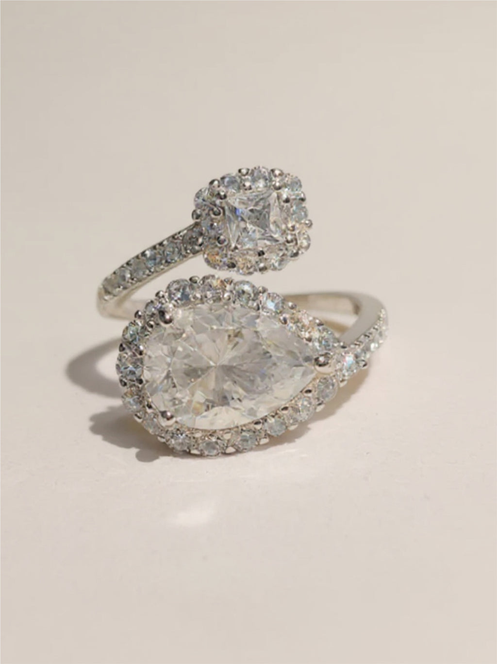 2 Carat Moissanite 925 Sterling Silver Bypass Ring