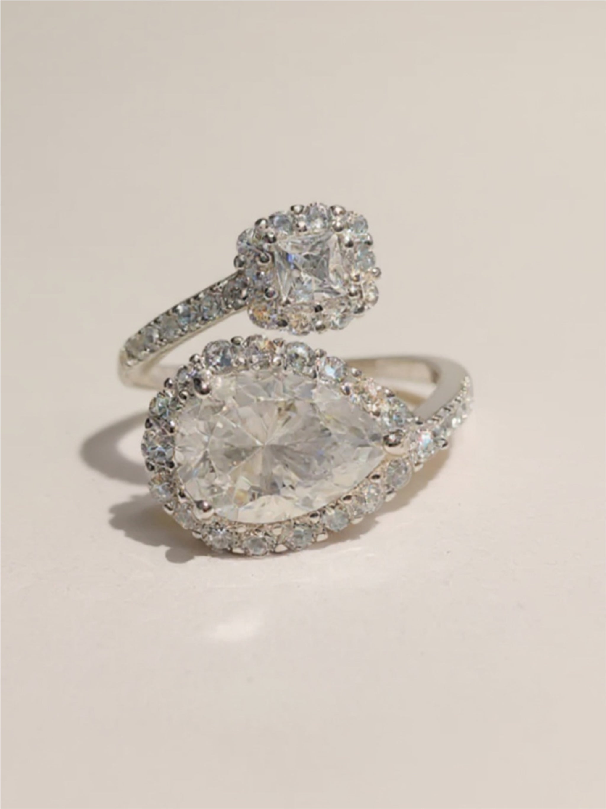 2 Carat Moissanite 925 Sterling Silver Bypass Ring
