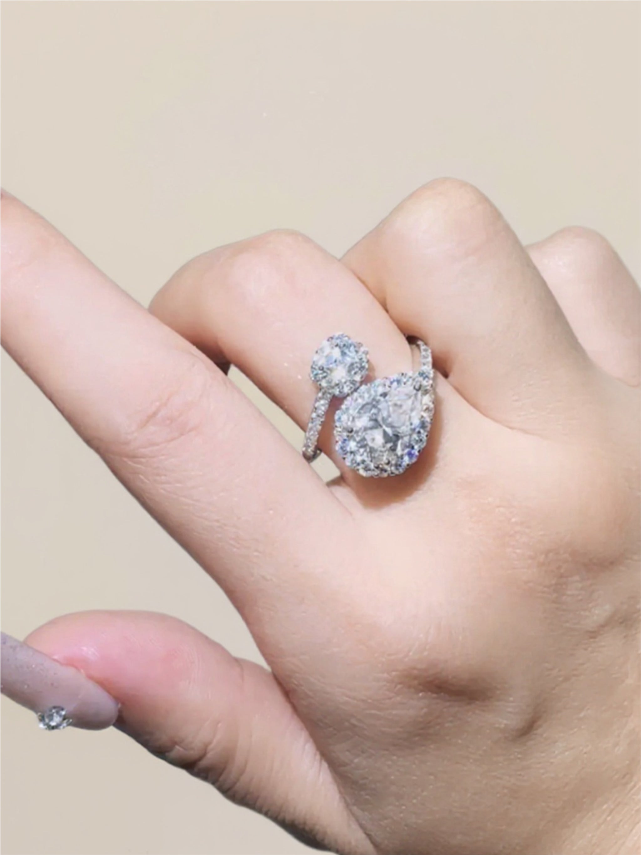 2 Carat Moissanite 925 Sterling Silver Bypass Ring