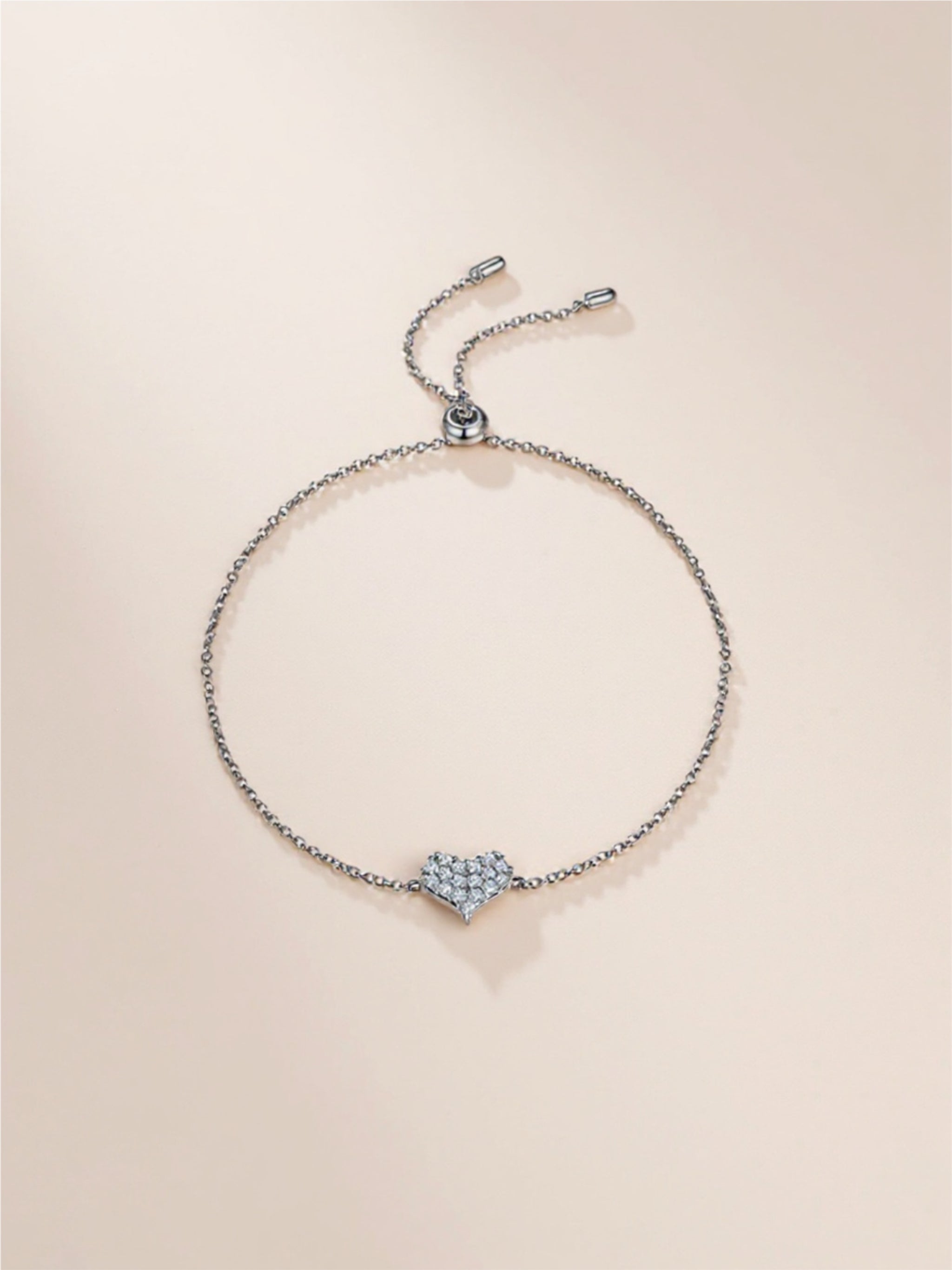 Moissanite 925 Sterling Silver Heart Bracelet