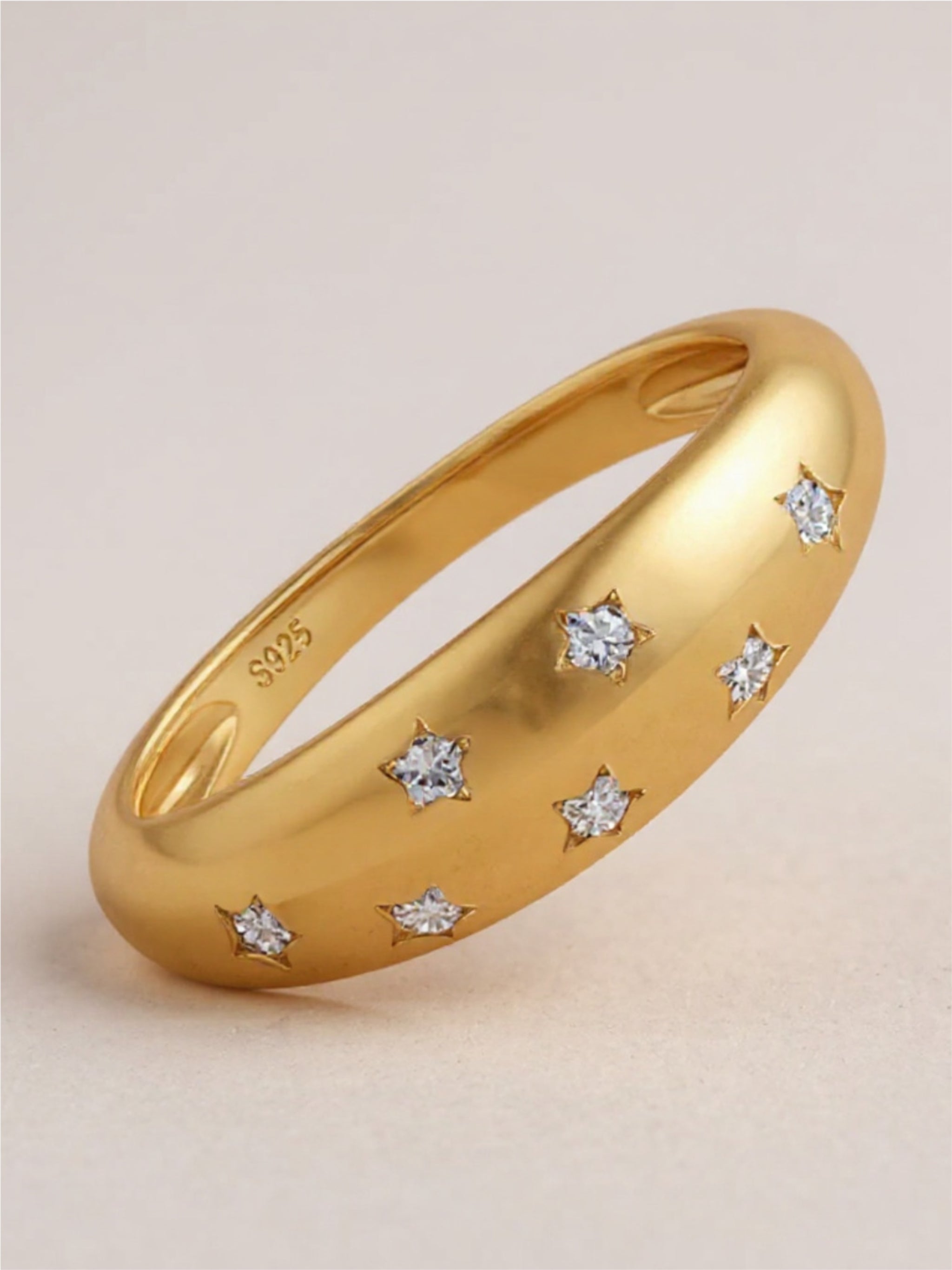 925 Sterling Silver Inlaid Moissanite Star Ring