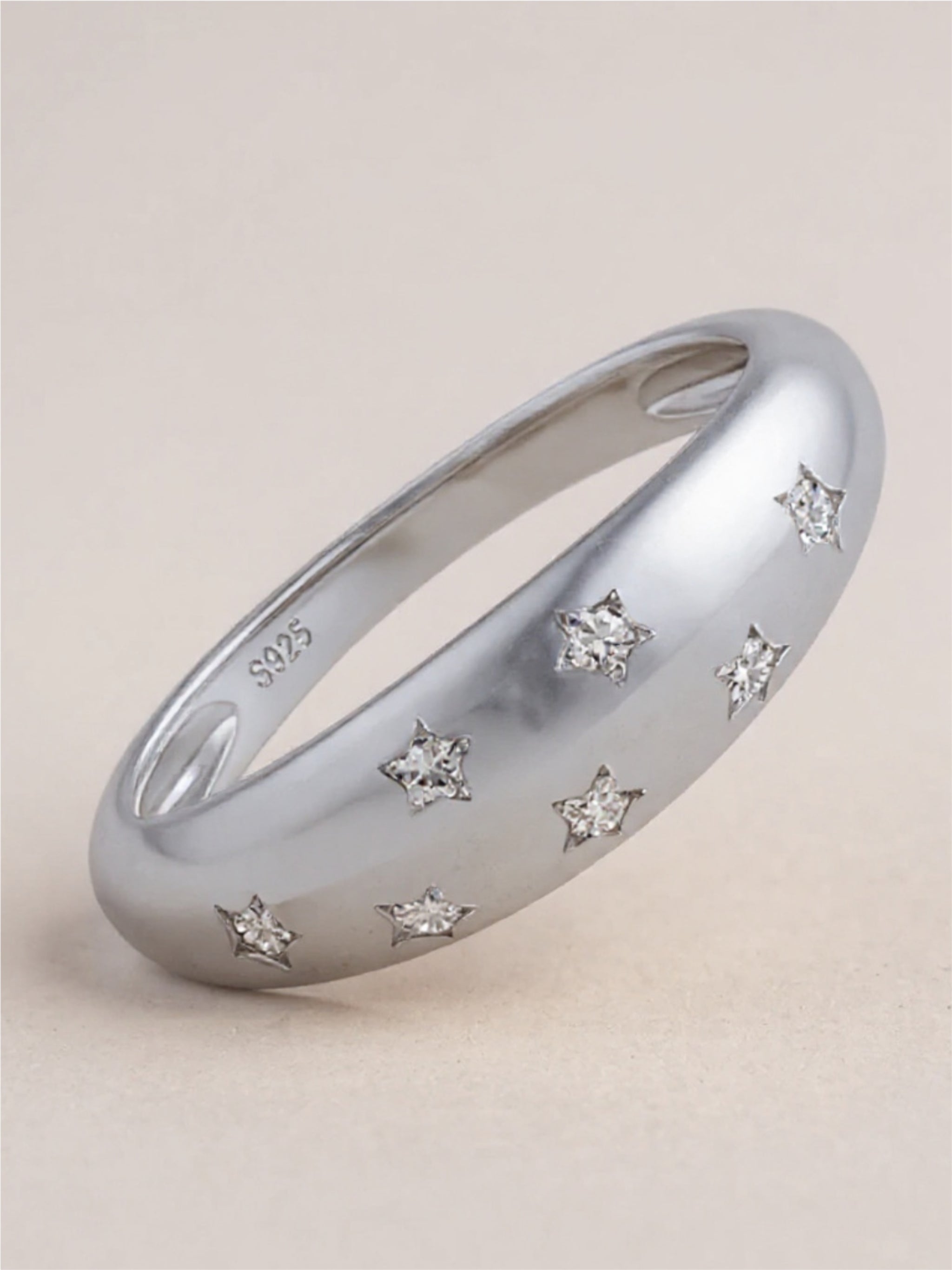 925 Sterling Silver Inlaid Moissanite Star Ring