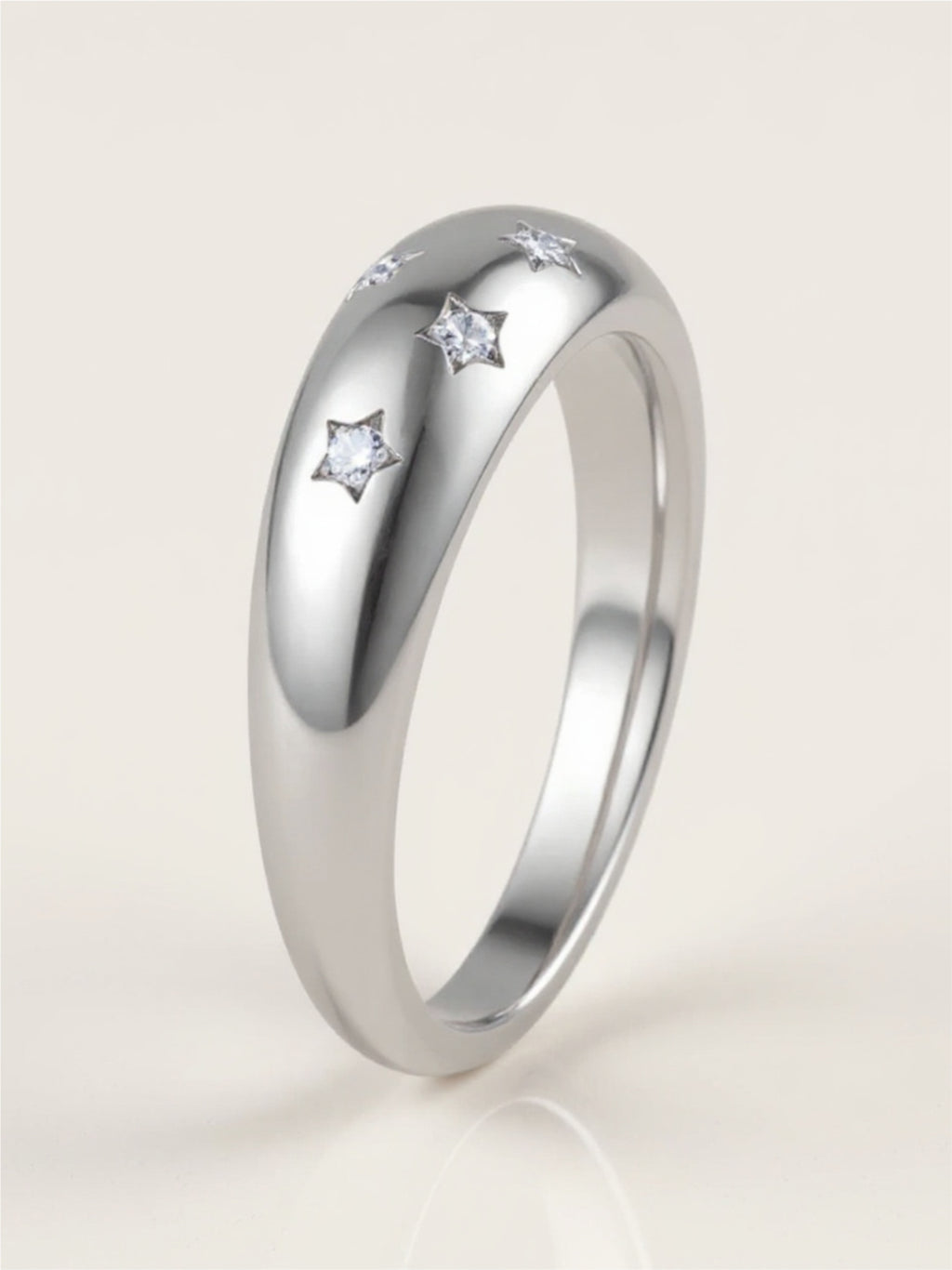 925 Sterling Silver Inlaid Moissanite Star Ring