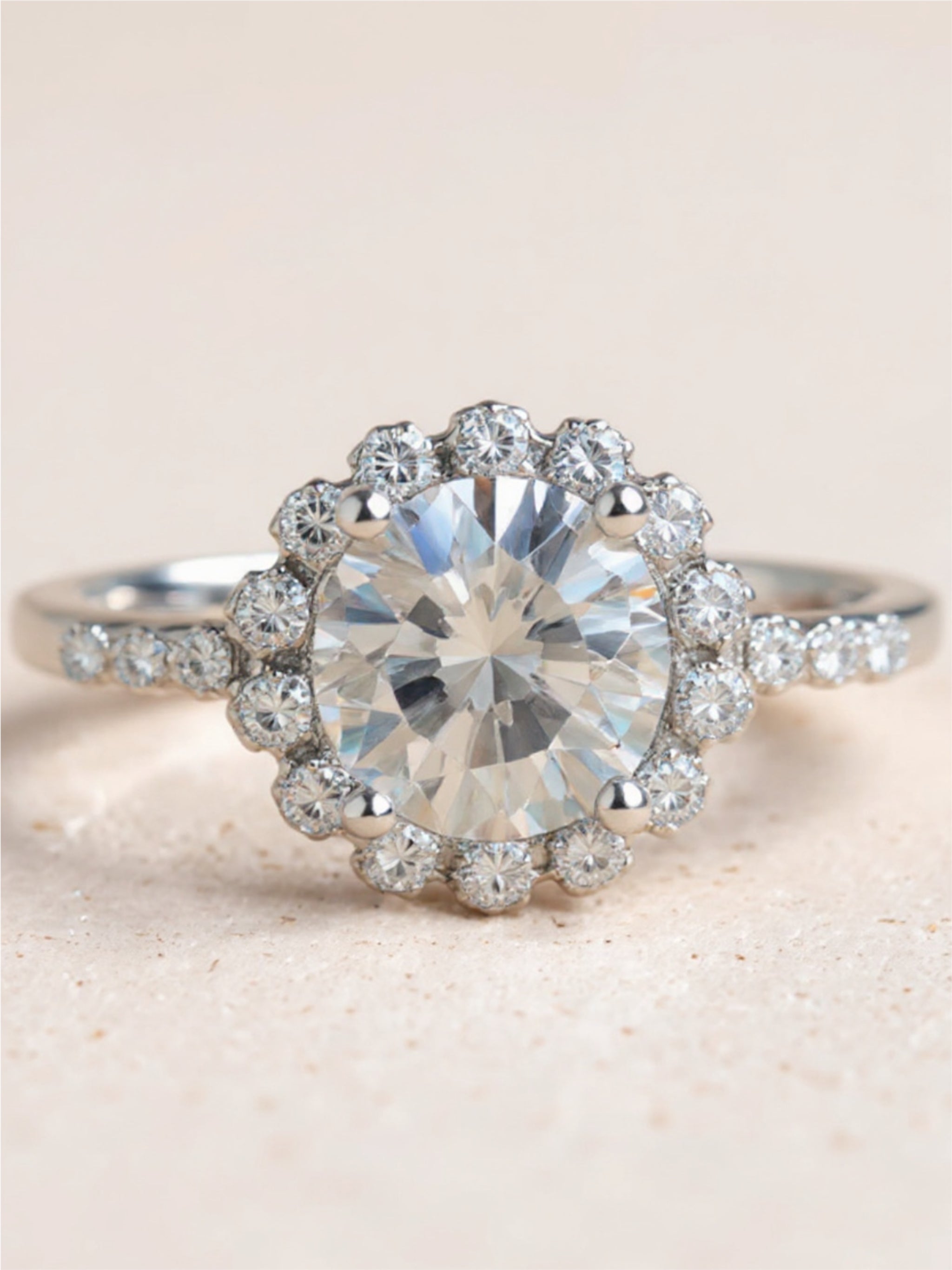 1 Carat Moissanite 925 Sterling Silver Halo Ring
