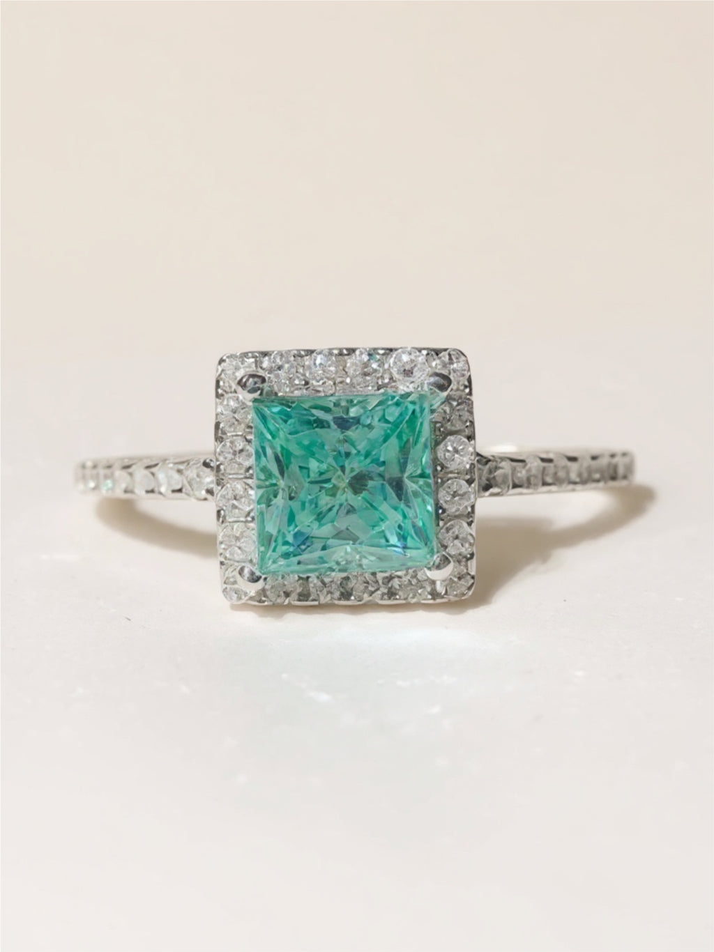 2 Carat 925 Sterling Silver Moissanite Square Ring