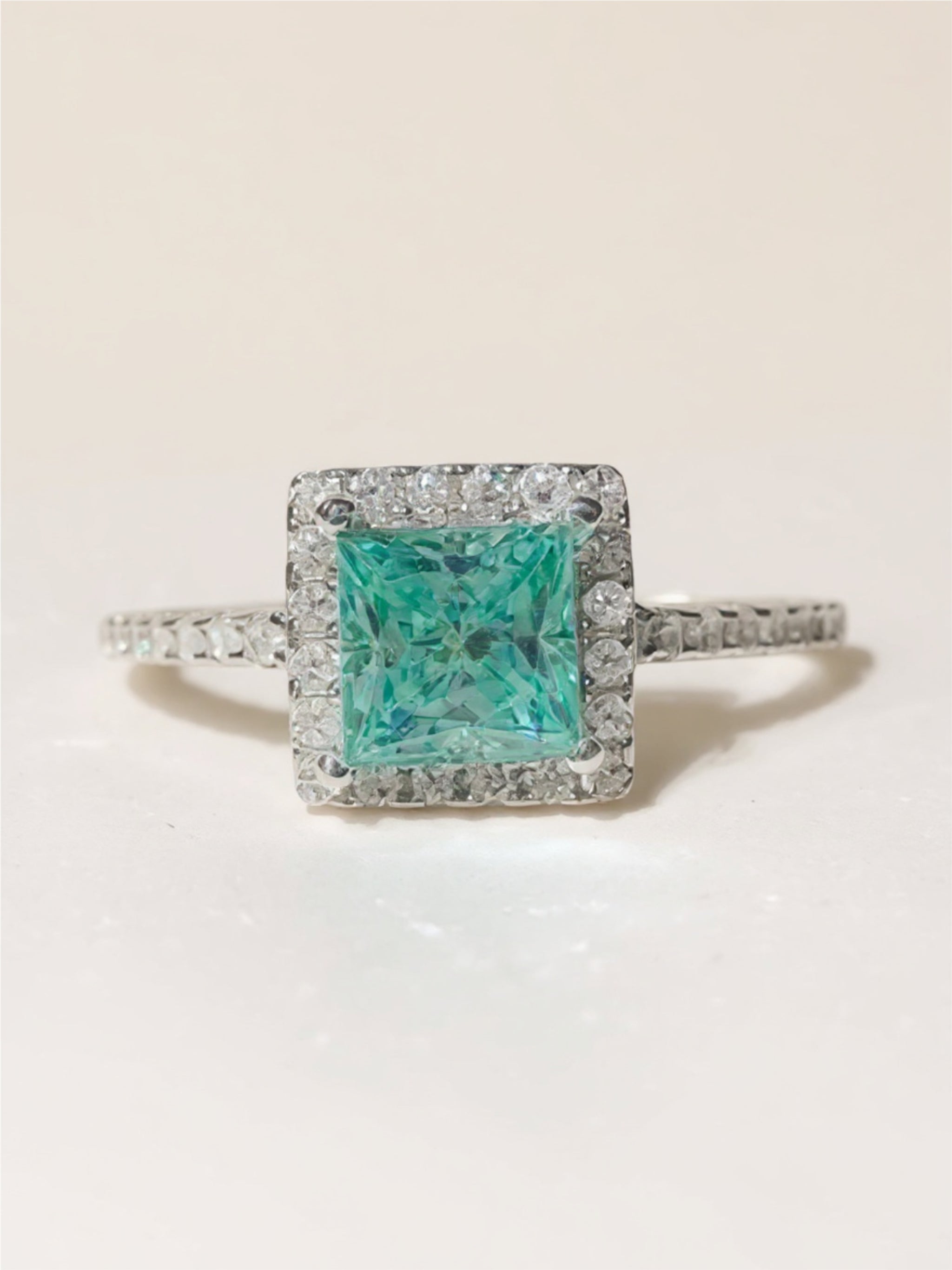 2 Carat 925 Sterling Silver Moissanite Square Ring