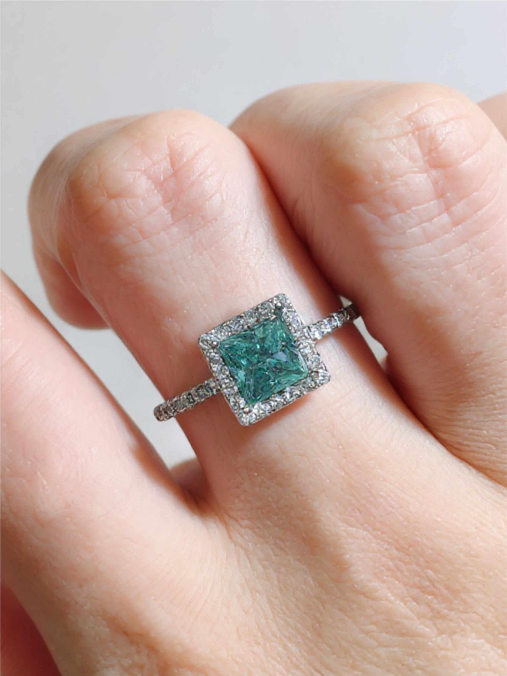 2 Carat 925 Sterling Silver Moissanite Square Ring