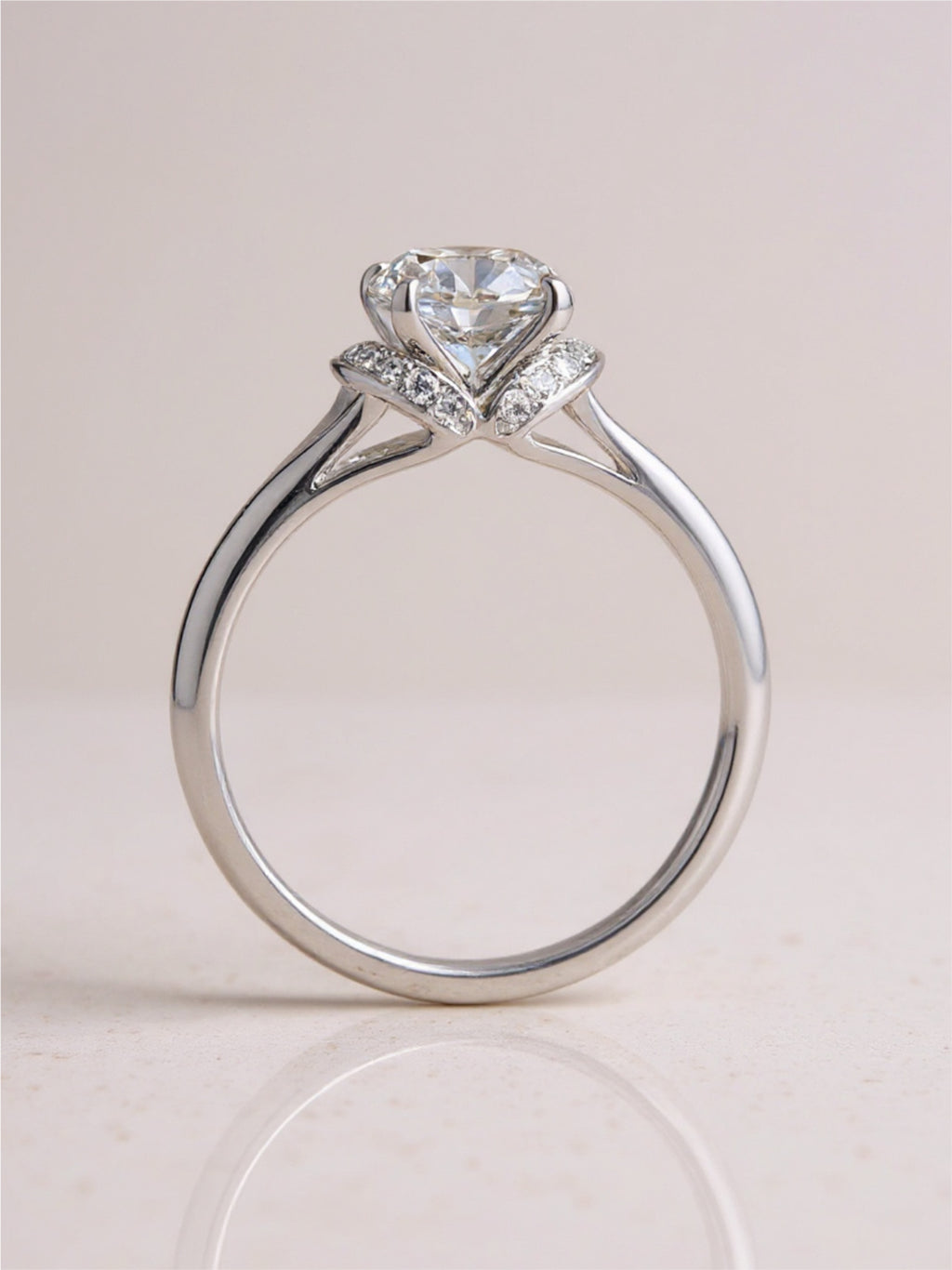 1 Carat Moissanite 925 Sterling Silver Split Shank Ring