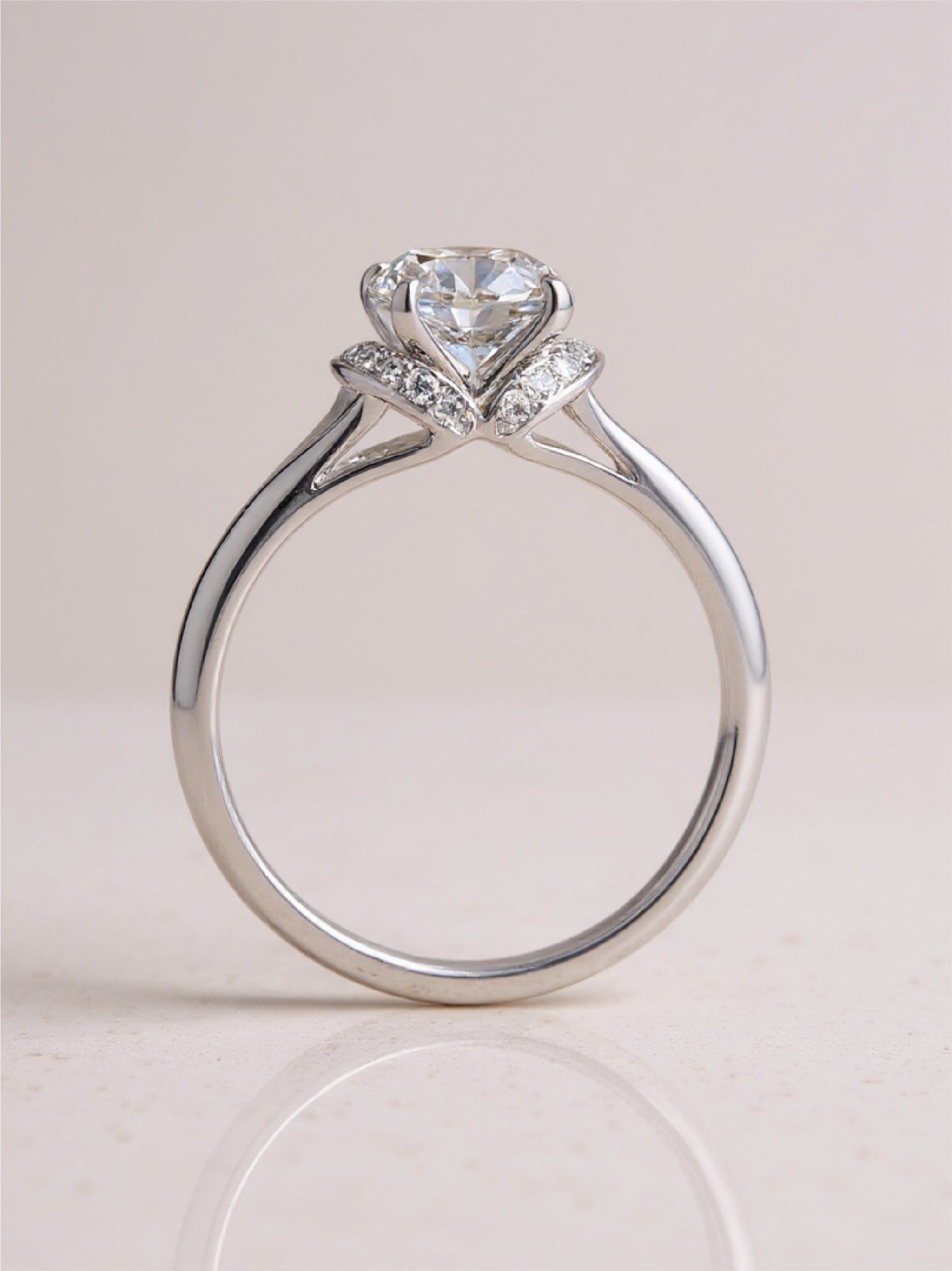 1 Carat Moissanite 925 Sterling Silver Split Shank Ring