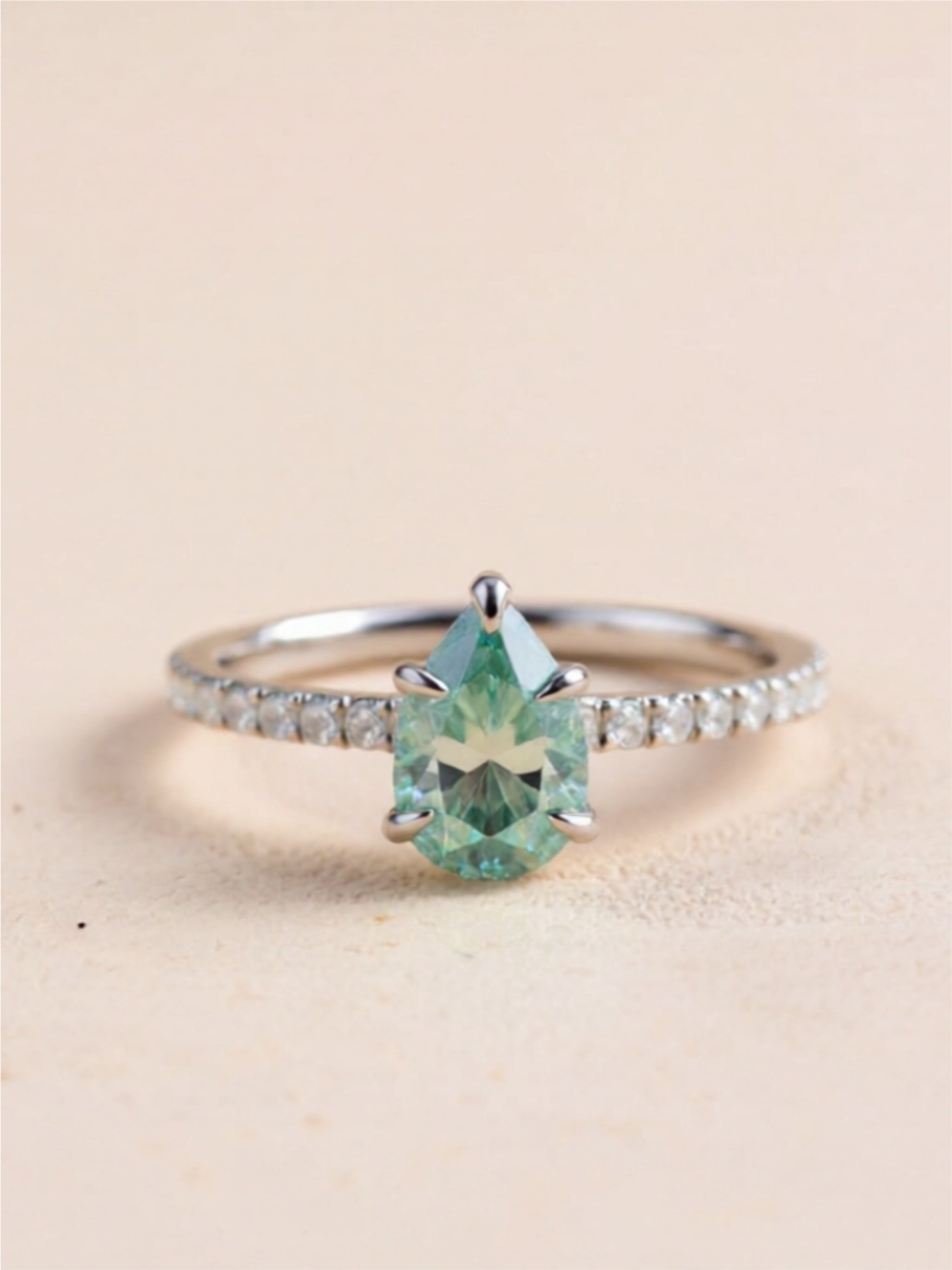 1.5 Carat Teardrop Moissanite 925 Sterling Silver Ring