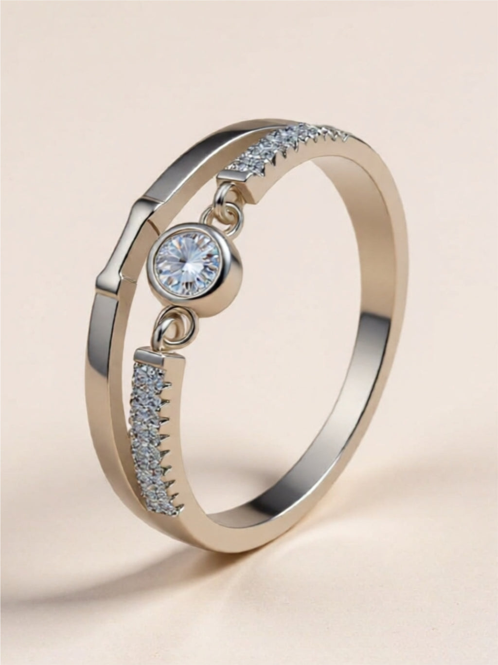 Moissanite Cutout 925 Sterling Silver Ring