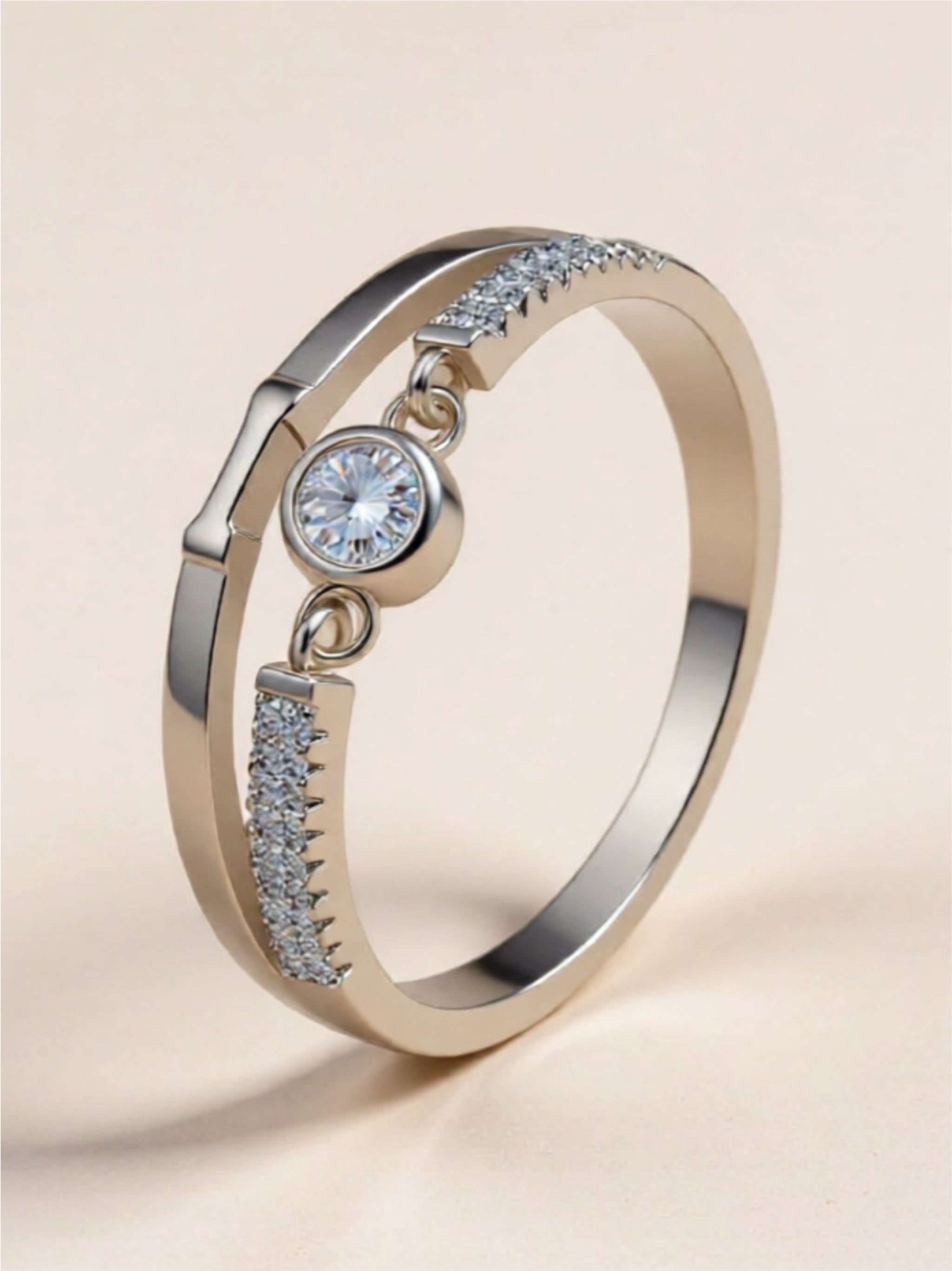 Moissanite Cutout 925 Sterling Silver Ring