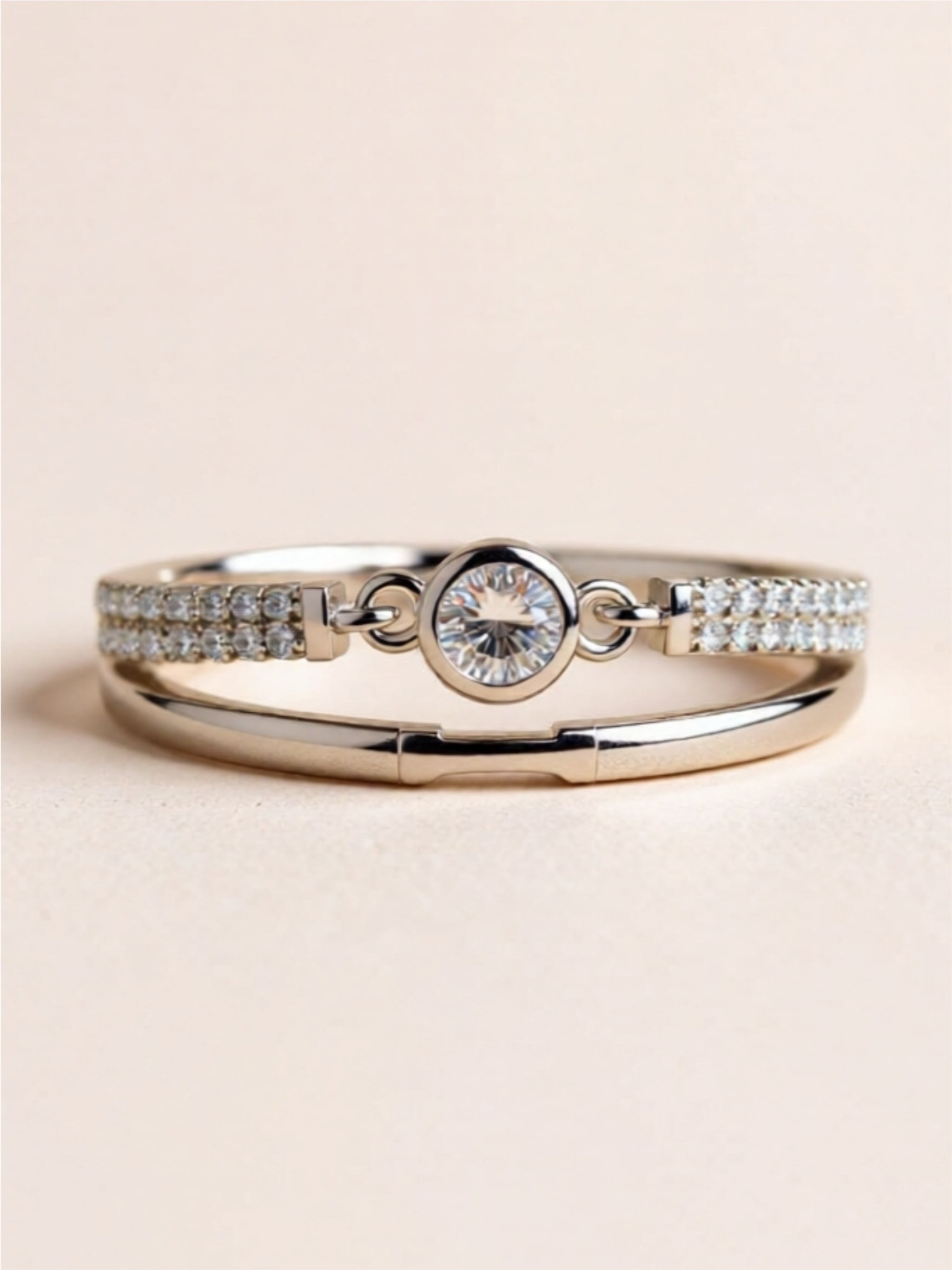 Moissanite Cutout 925 Sterling Silver Ring