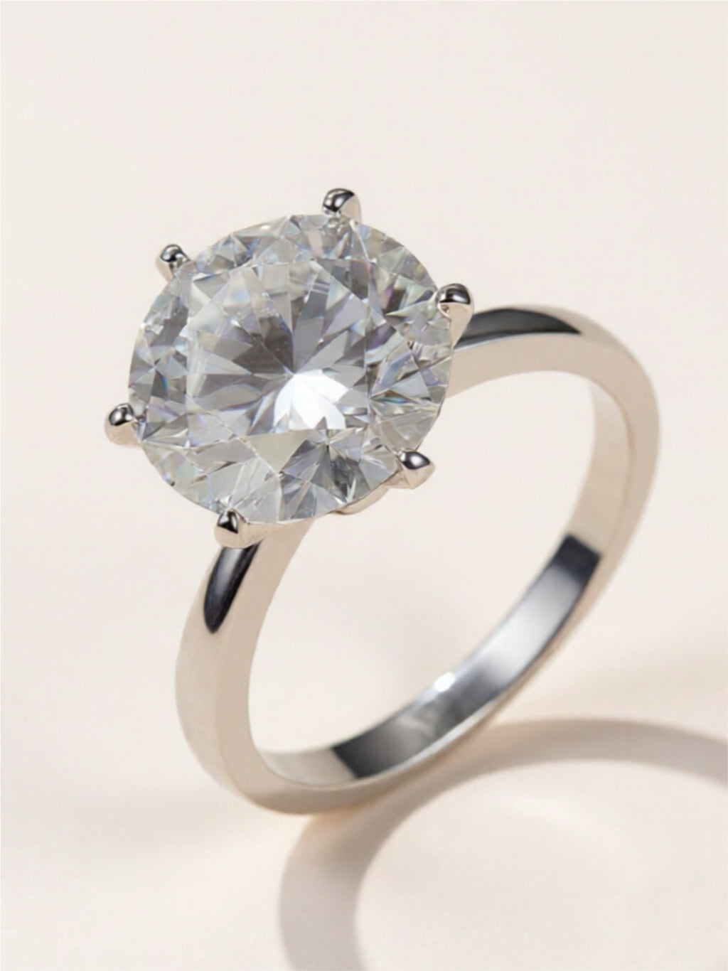 925 Sterling Silver 5 Carat Moissanite Solitaire Ring