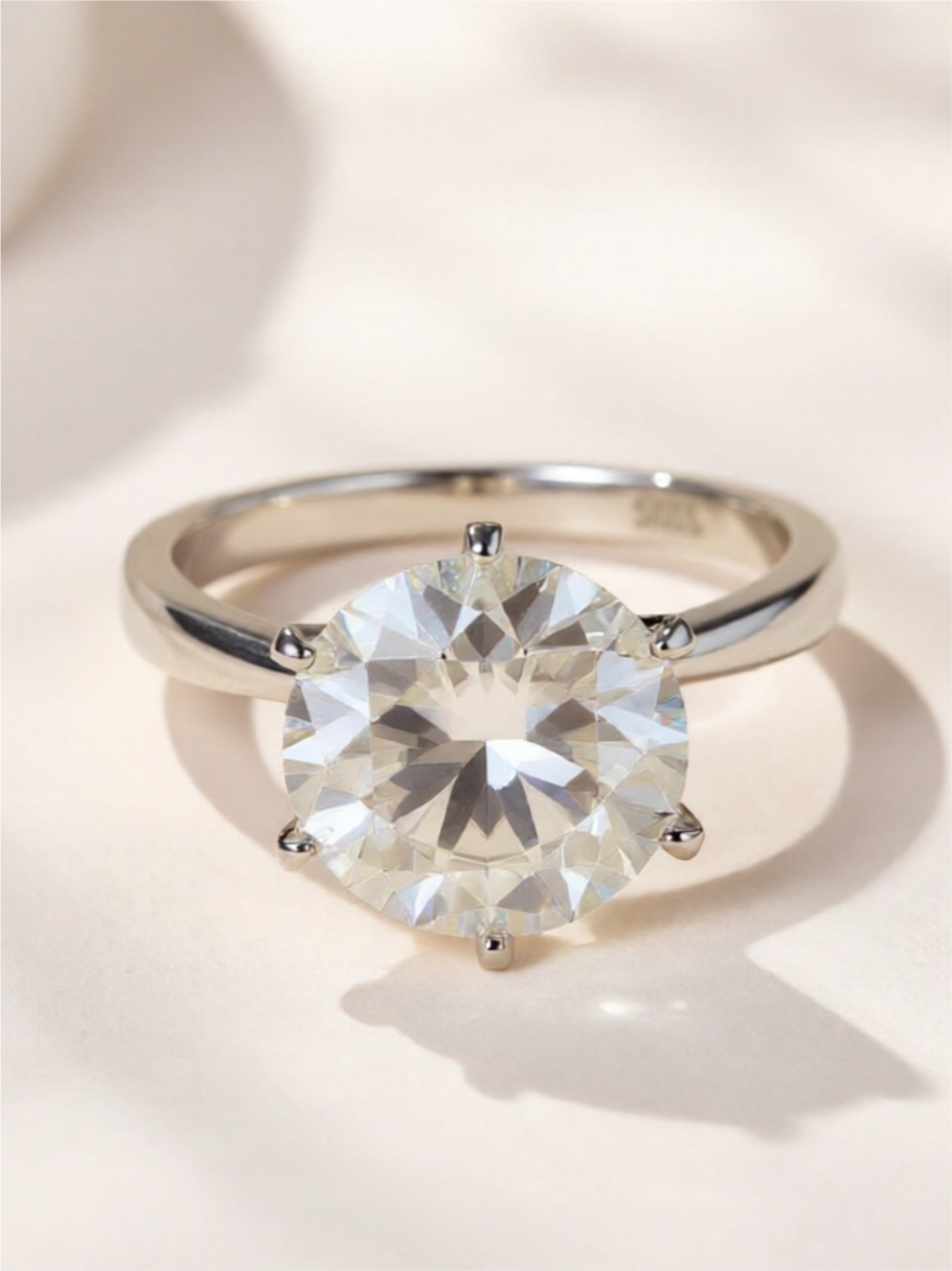 925 Sterling Silver 5 Carat Moissanite Solitaire Ring