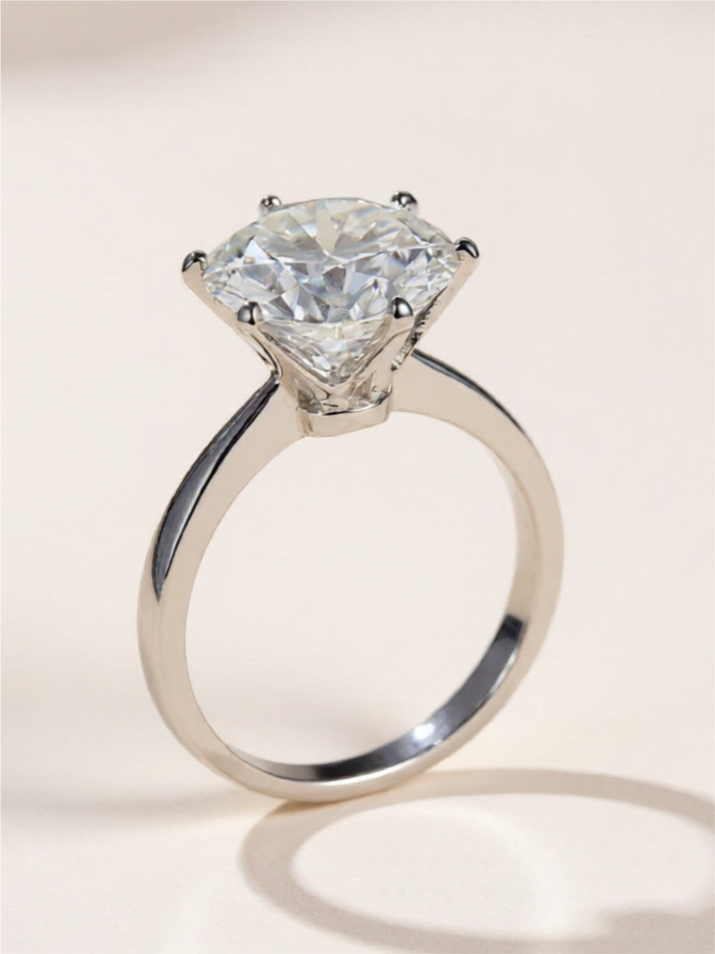 925 Sterling Silver 5 Carat Moissanite Solitaire Ring