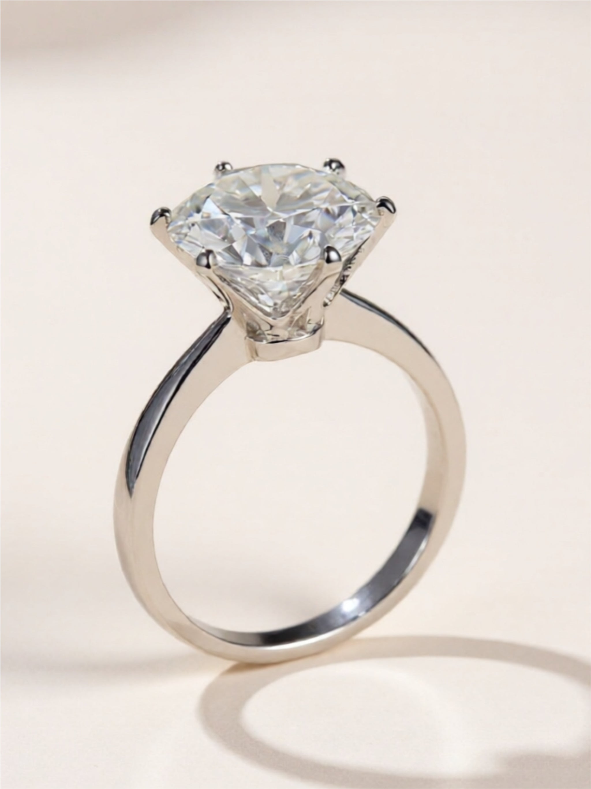 925 Sterling Silver 5 Carat Moissanite Solitaire Ring