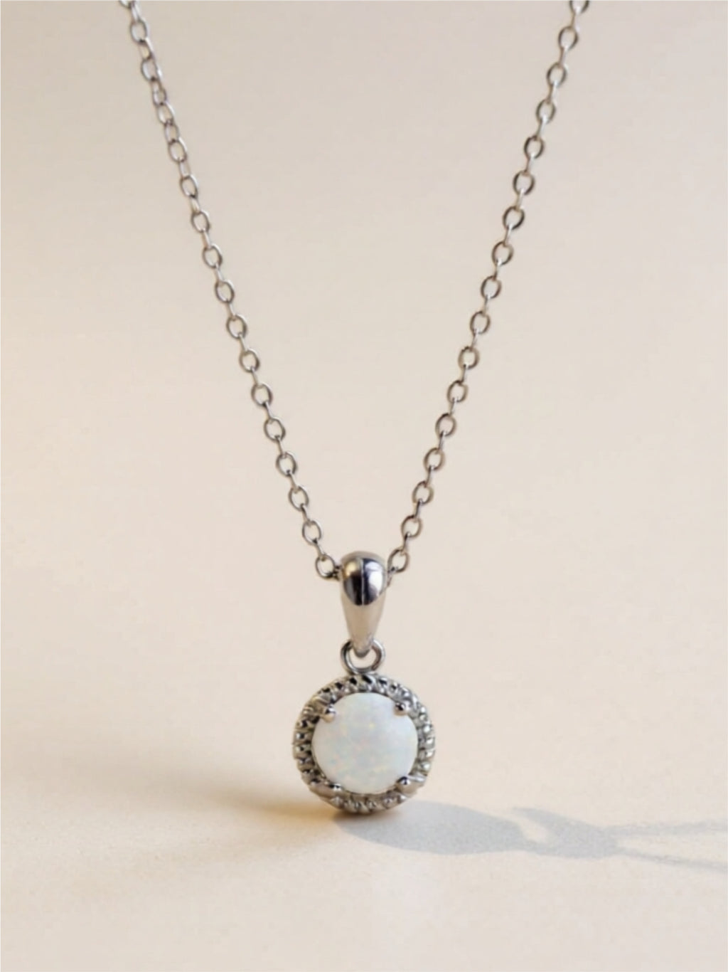 Opal Round 925 Sterling Silver Pendant Necklace