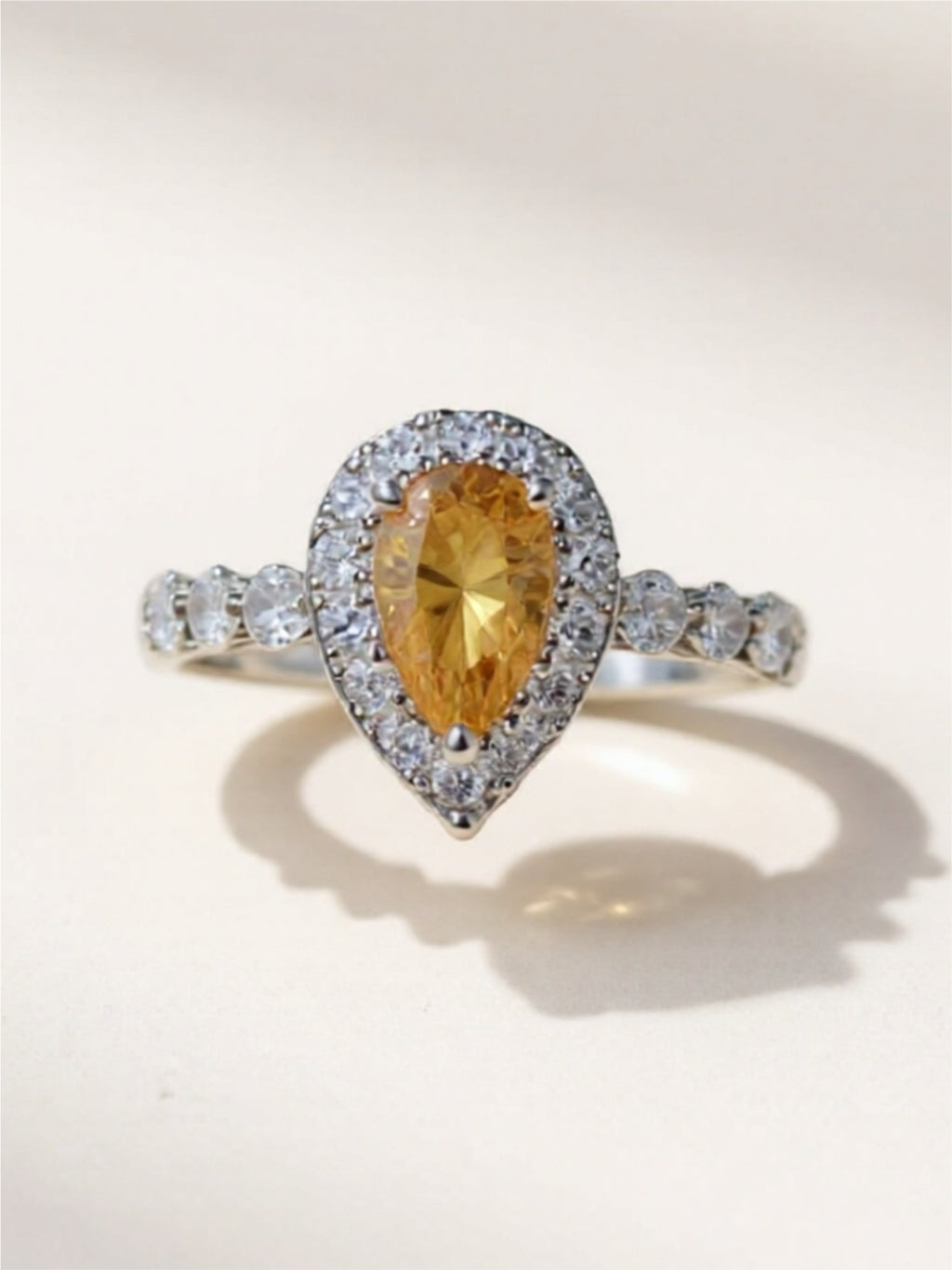 1 Carat Moissanite Contrast Teardrop 925 Sterling Silver Ring