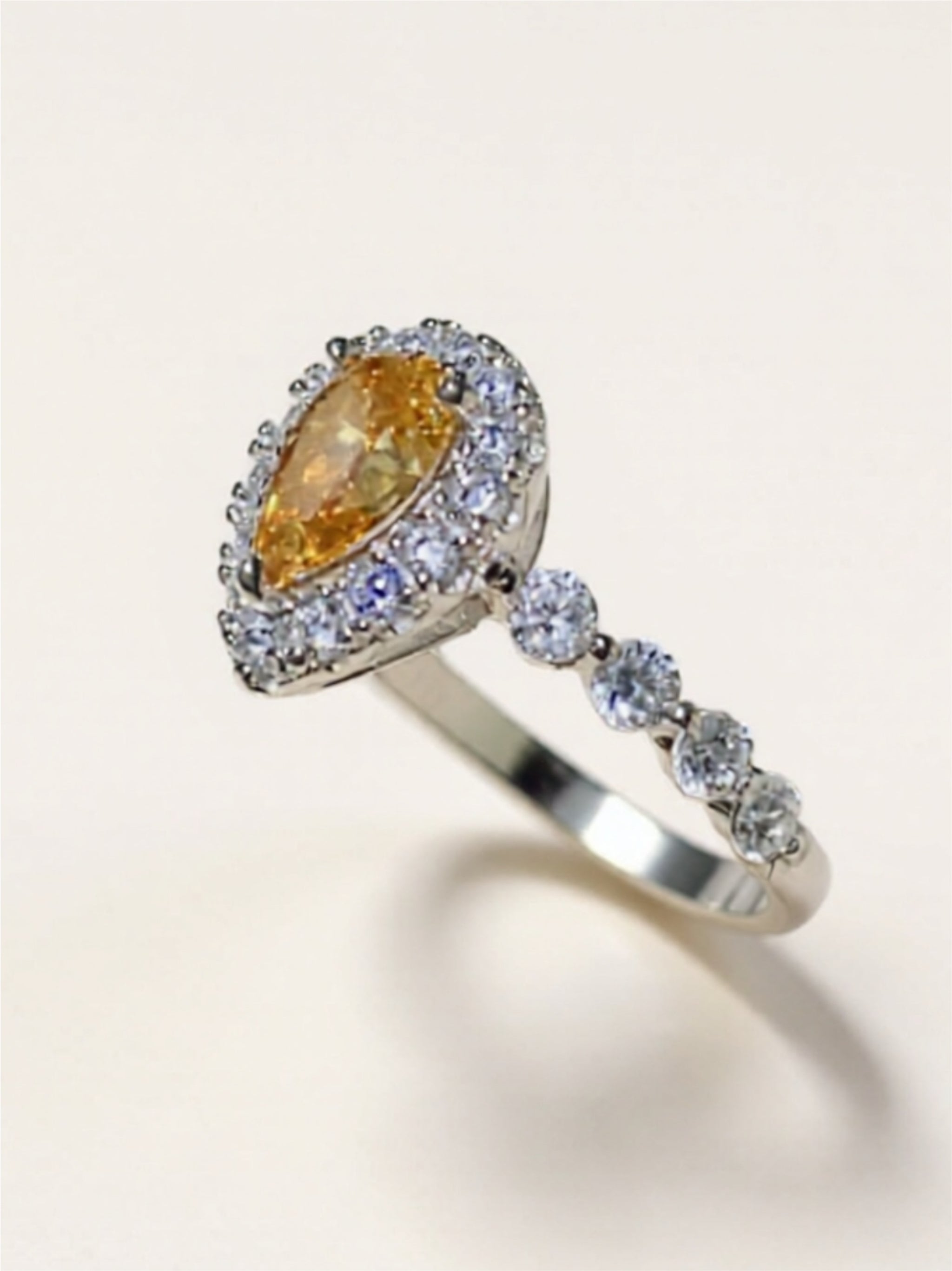 1 Carat Moissanite Contrast Teardrop 925 Sterling Silver Ring