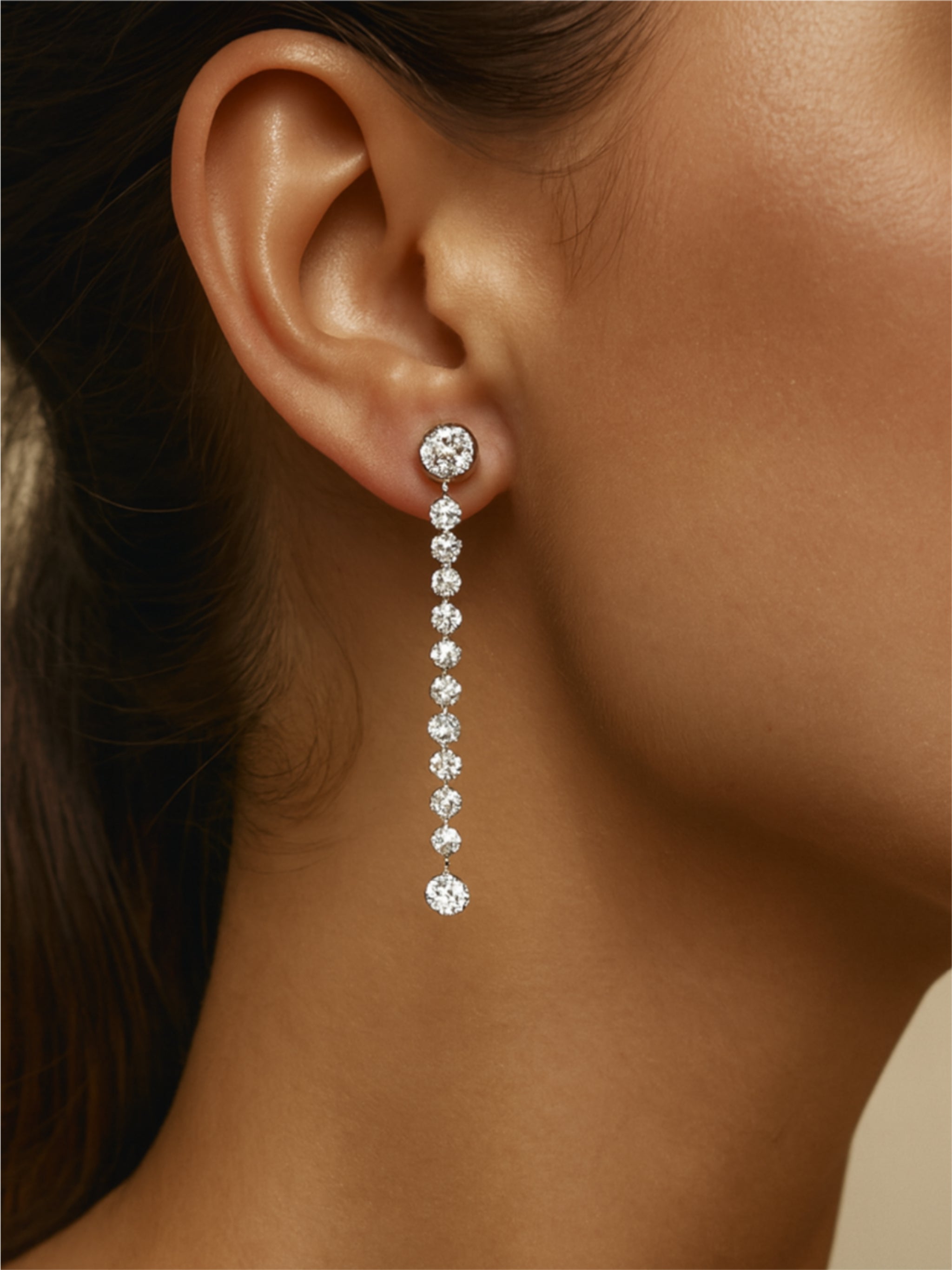 1.18 Carat Moissanite 925 Sterling Silver Long Earrings