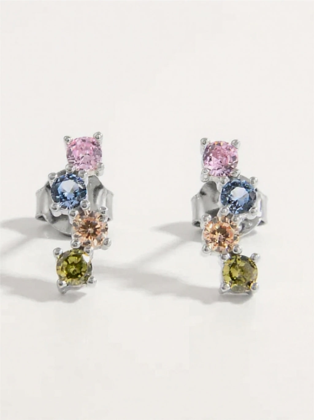 925 Sterling Silver Inlaid CZ Earrings