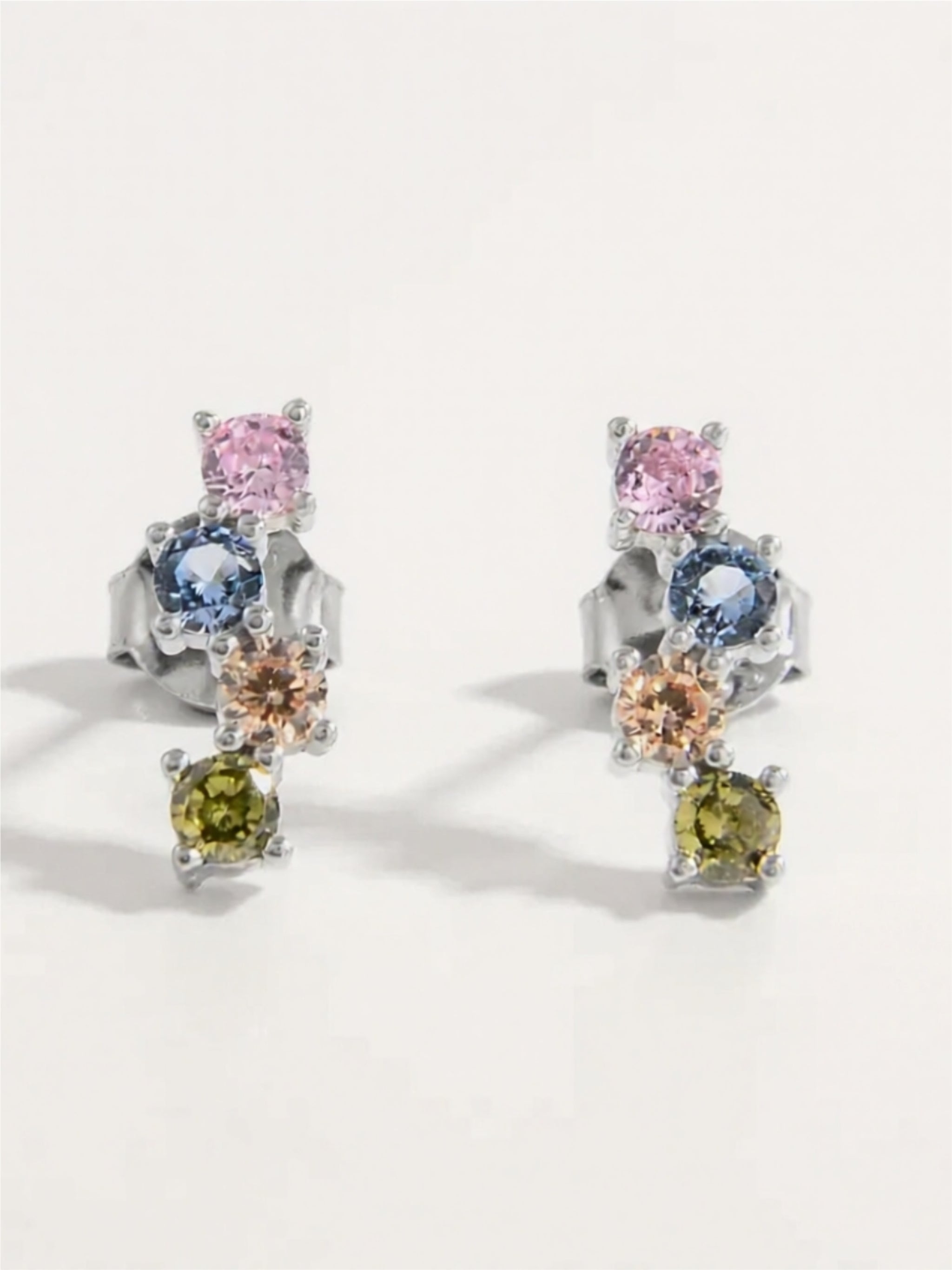 925 Sterling Silver Inlaid CZ Earrings