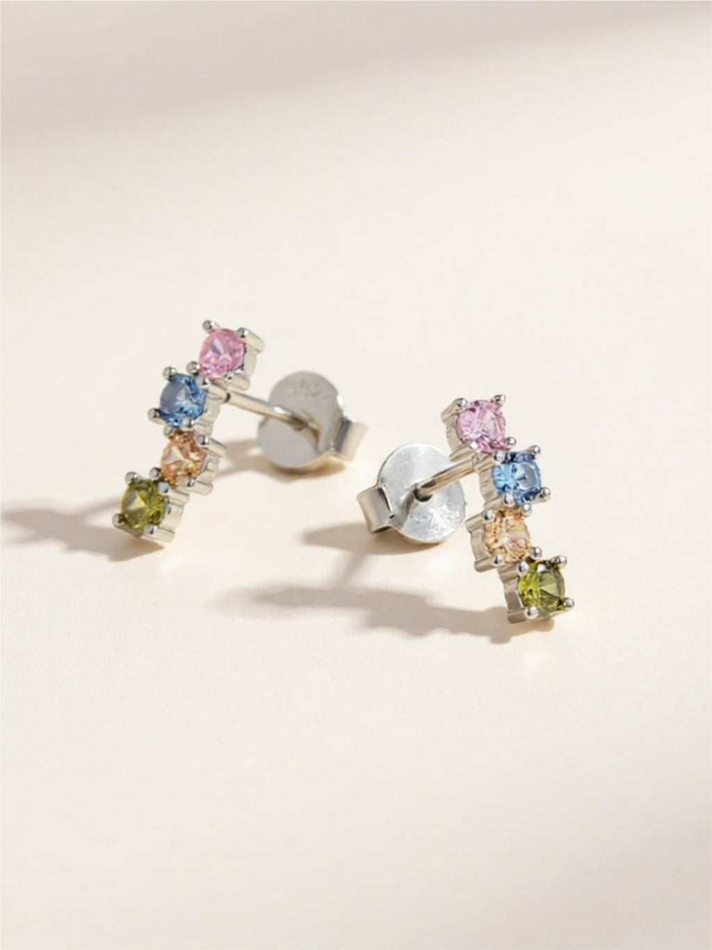 925 Sterling Silver Inlaid CZ Earrings