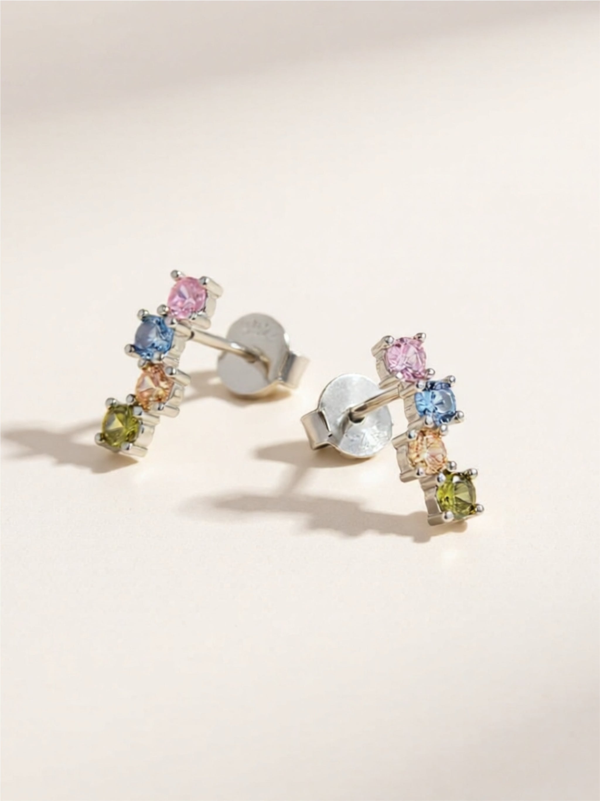 925 Sterling Silver Inlaid CZ Earrings