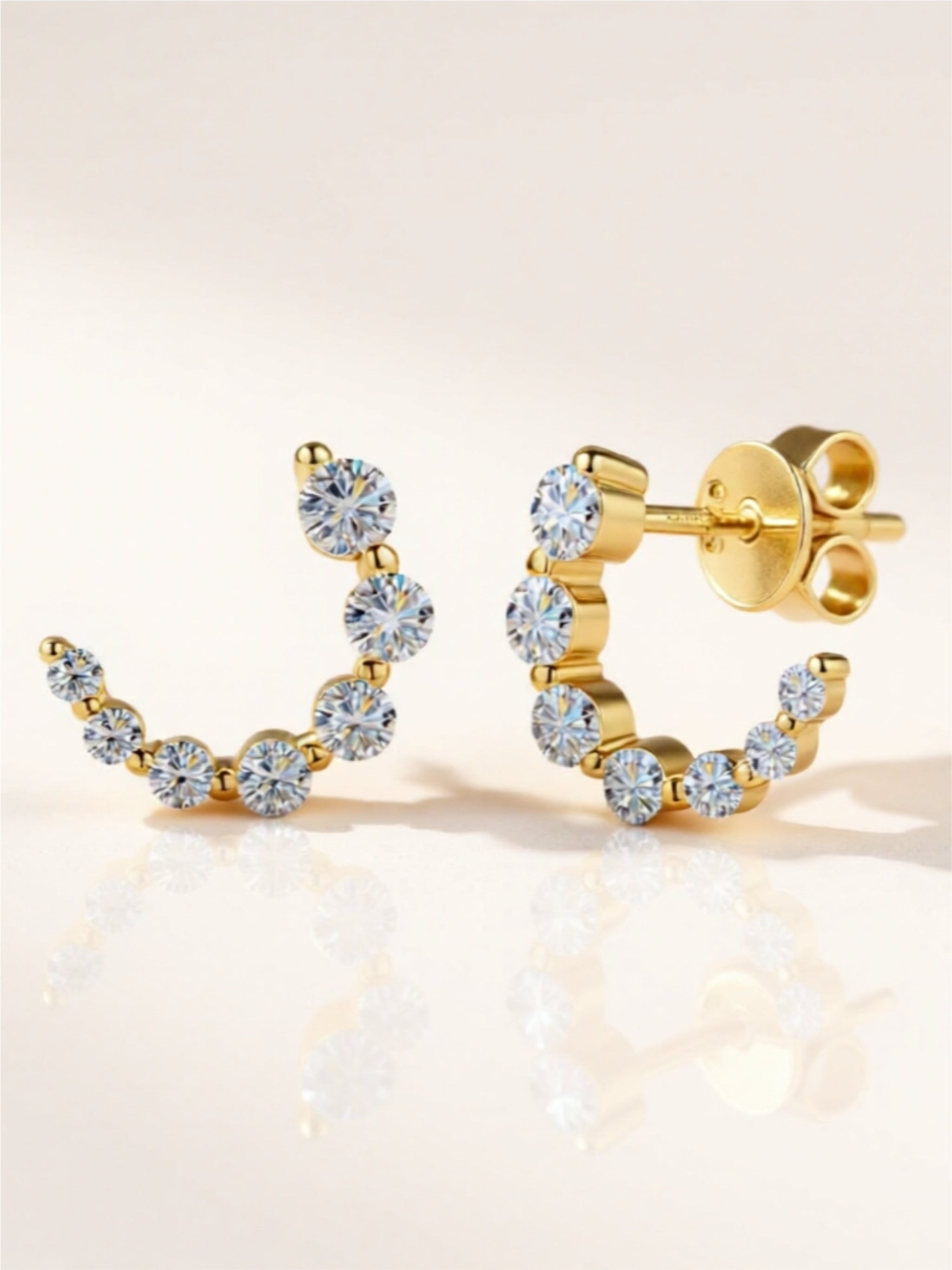 925 Sterling Silver Inlaid Moissanite Stud Earrings