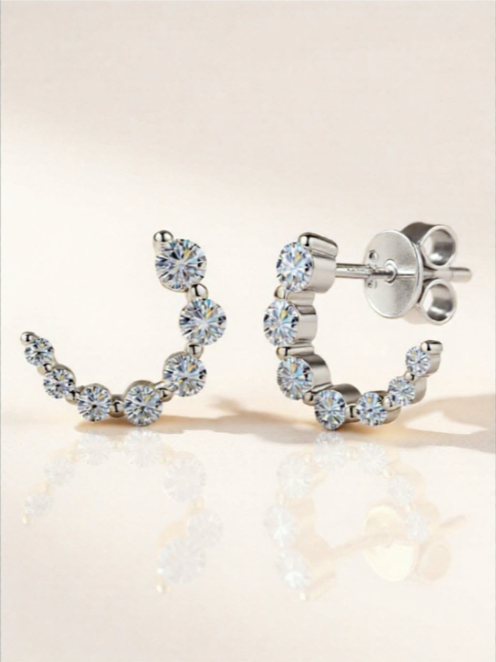 925 Sterling Silver Inlaid Moissanite Stud Earrings