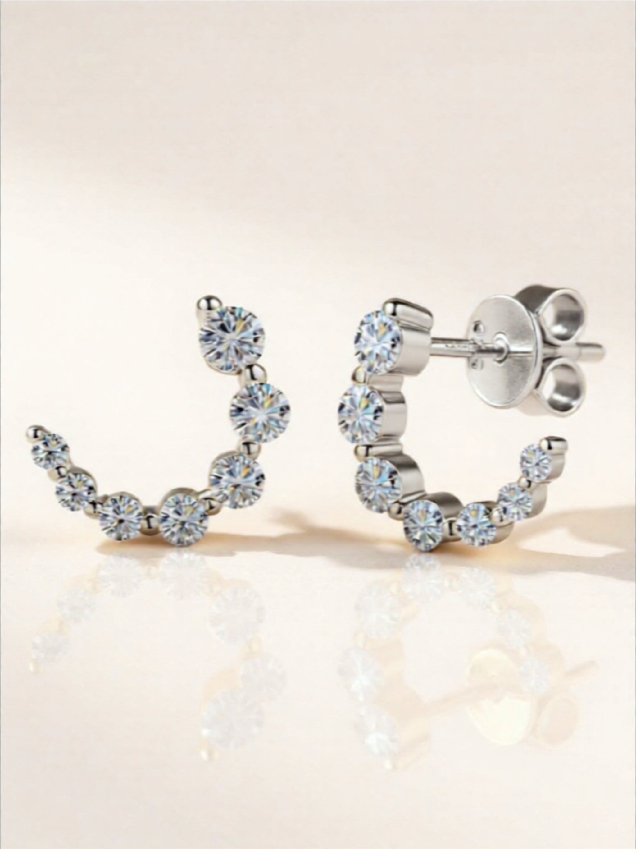 925 Sterling Silver Inlaid Moissanite Stud Earrings