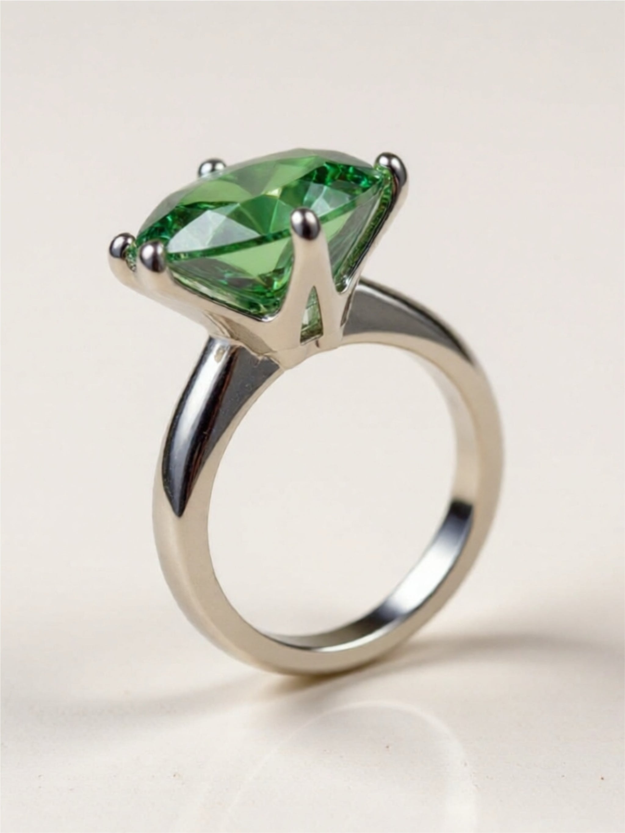 10 Carat Green Moissanite 925 Sterling Silver Ring