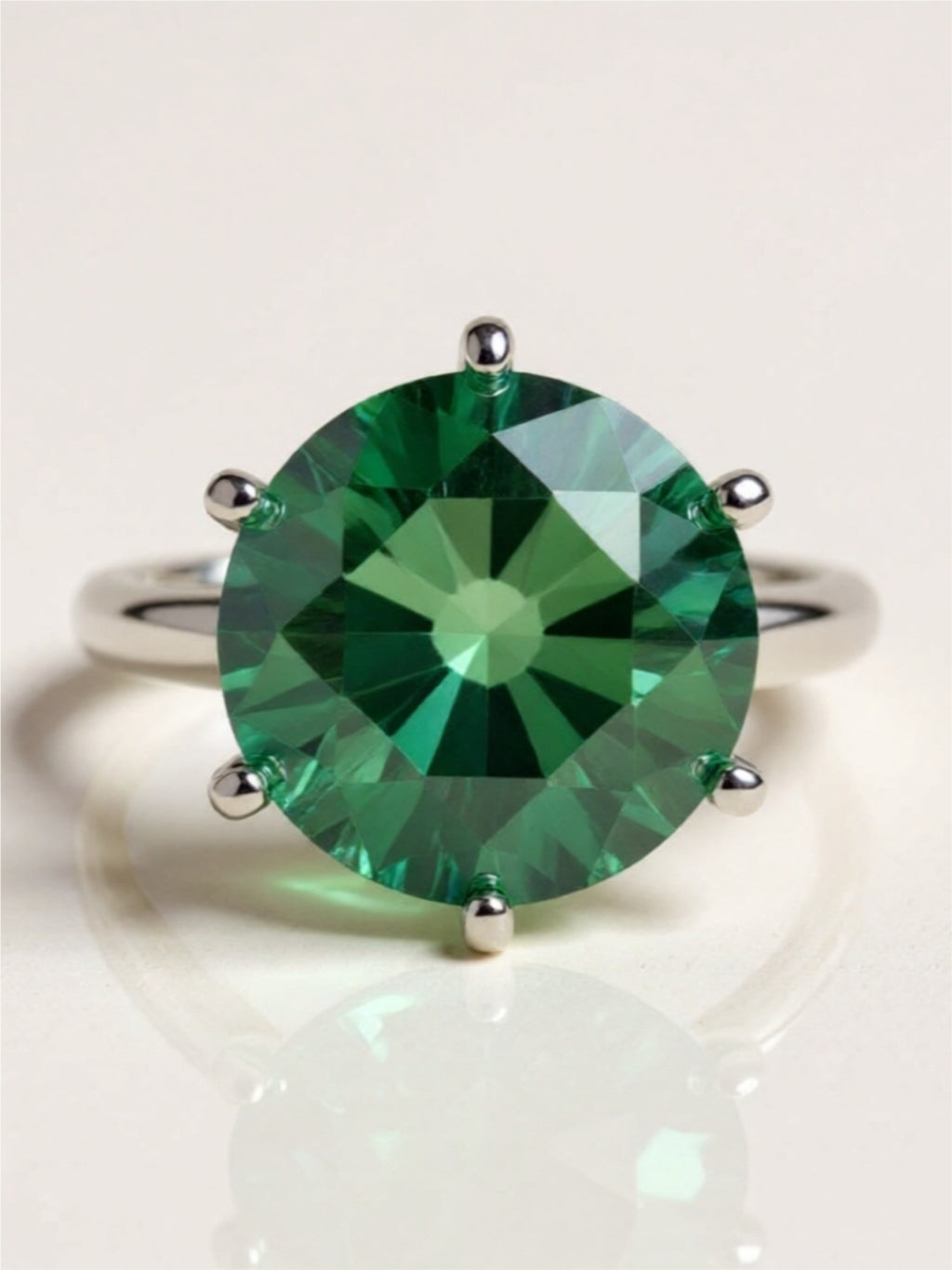 10 Carat Green Moissanite 925 Sterling Silver Ring