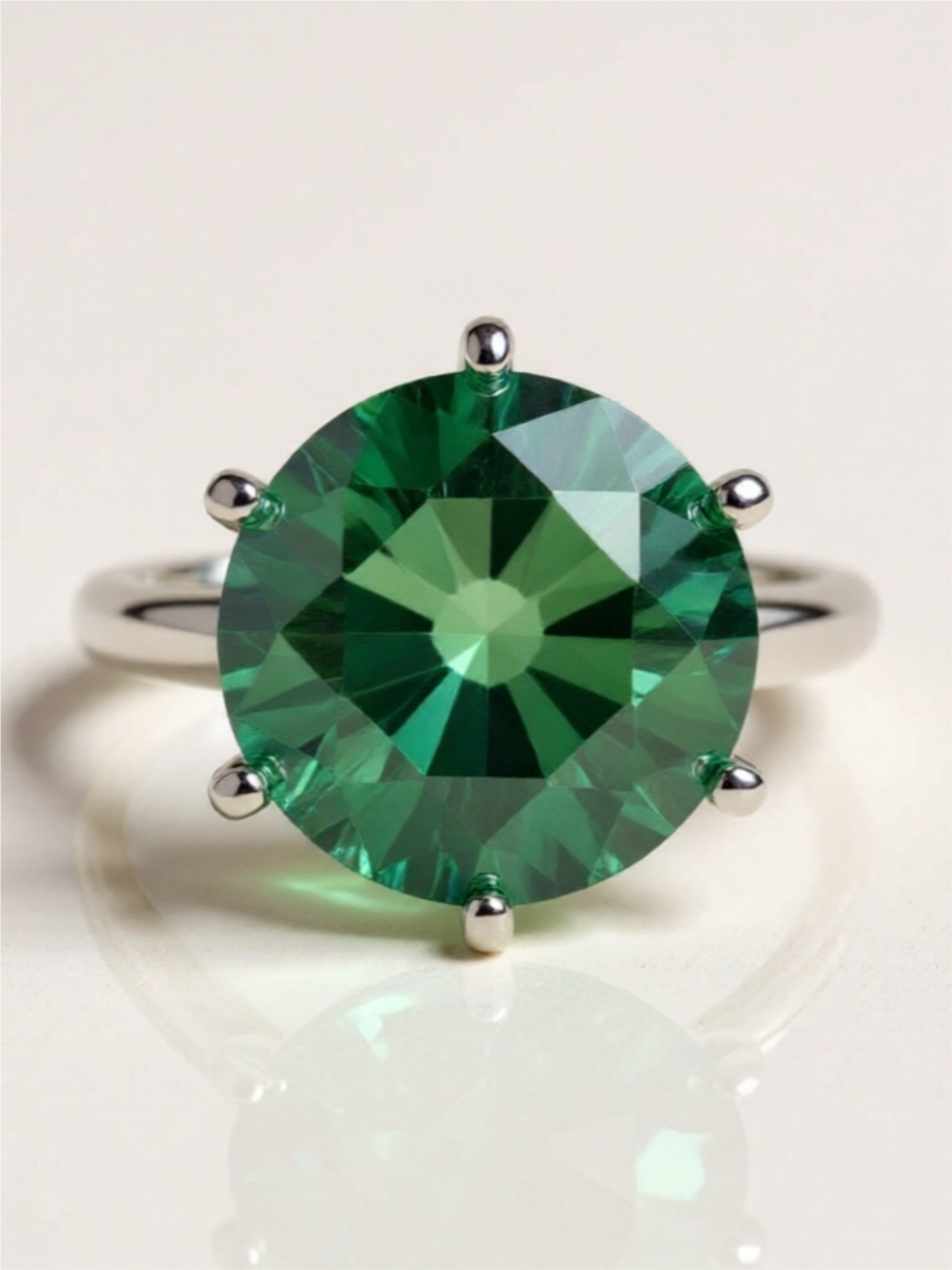 10 Carat Green Moissanite 925 Sterling Silver Ring
