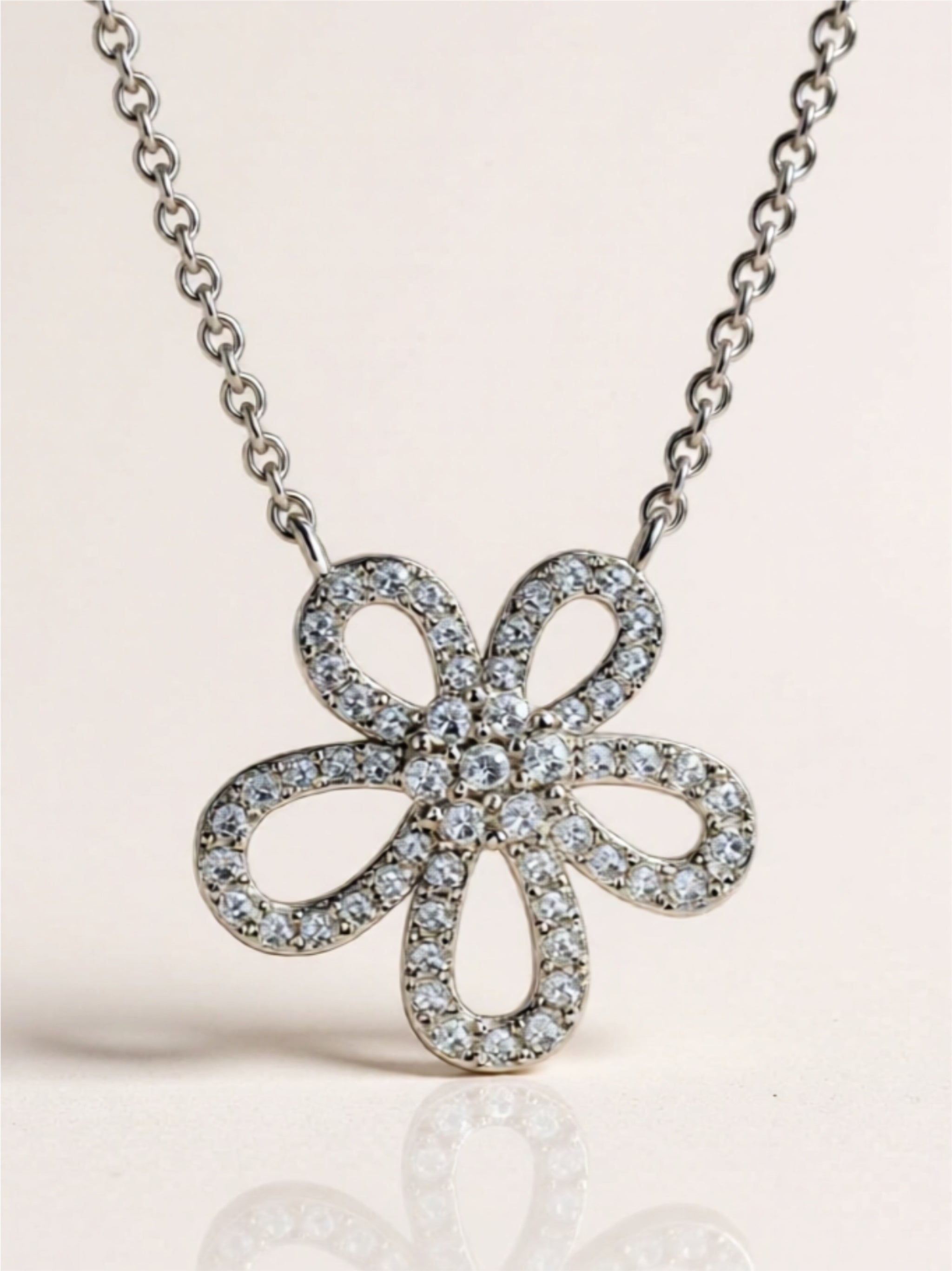 Moissanite Flower Pendant 925 Sterling Silver Necklace