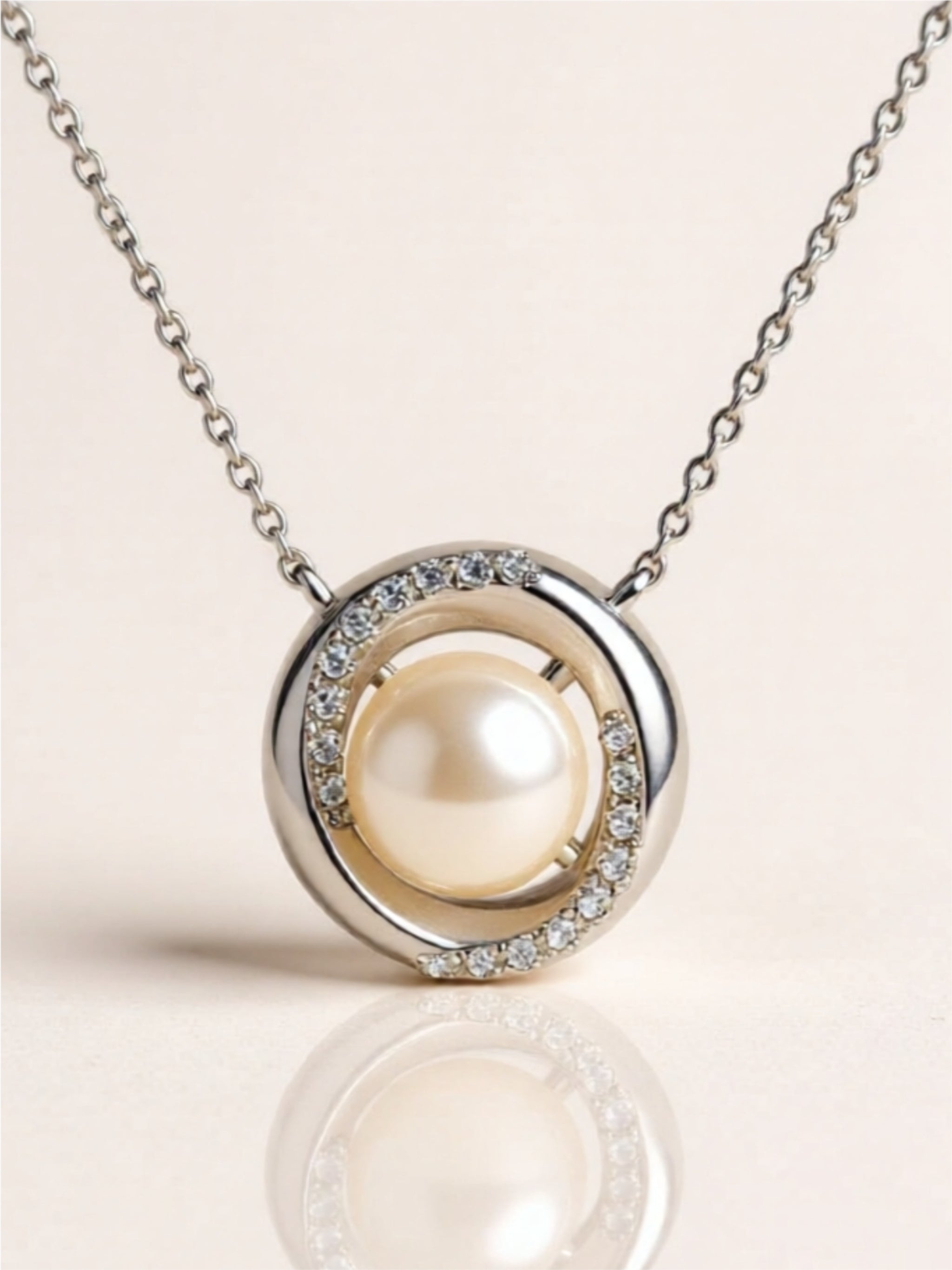 Moissanite Pearl 925 Sterling Silver Necklace